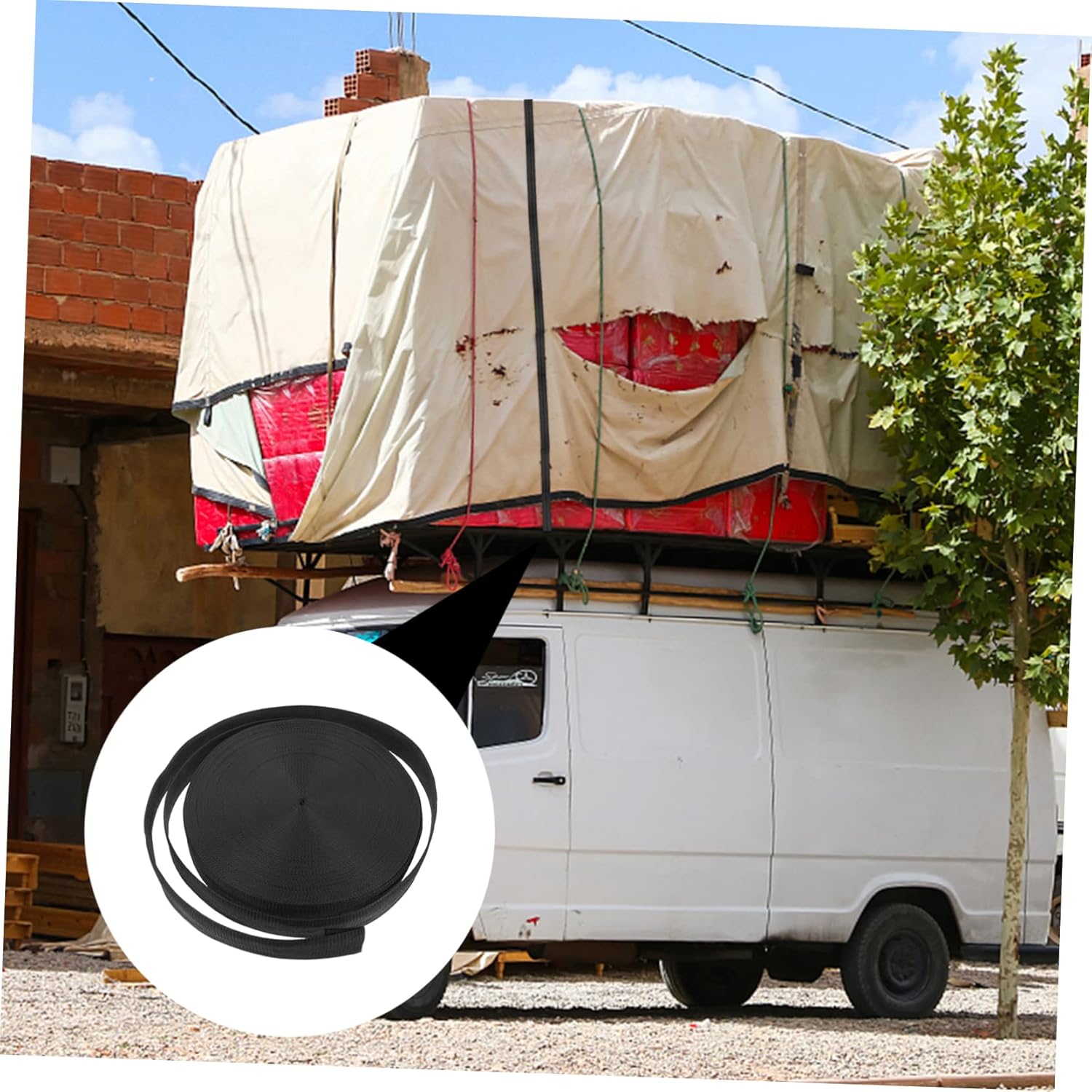 Flat Webbing Strap Cargo Tightening Belt Binding Belt for Luggage Bag Backpack