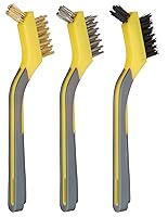 Vista 2 de Yaxa Basics Soft Grip Assorted Mini Brush Set, 1 Nylon, 1 Brass, 1 Stainless, Black, yellow