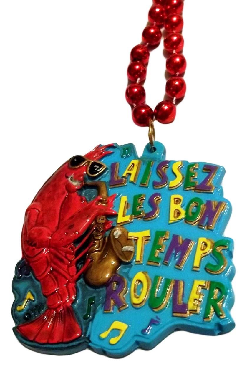 Crawfish Sax Laissez Les Bon Temps Rouler Mardi Gras Beads Party Favor Necklace