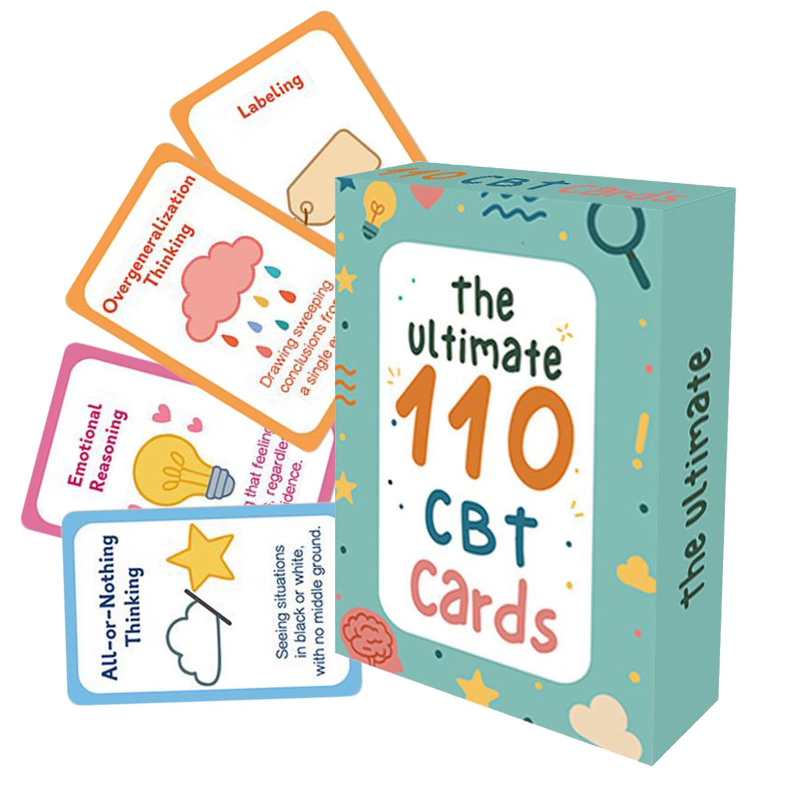Mindfulness Coping Cards - 110 Piece Cognitive Behavioral Reflection Deck Portable Emotional Management Tools, Classroom Activity Supplies | Self Help Emotion Regulation Team Building Teens