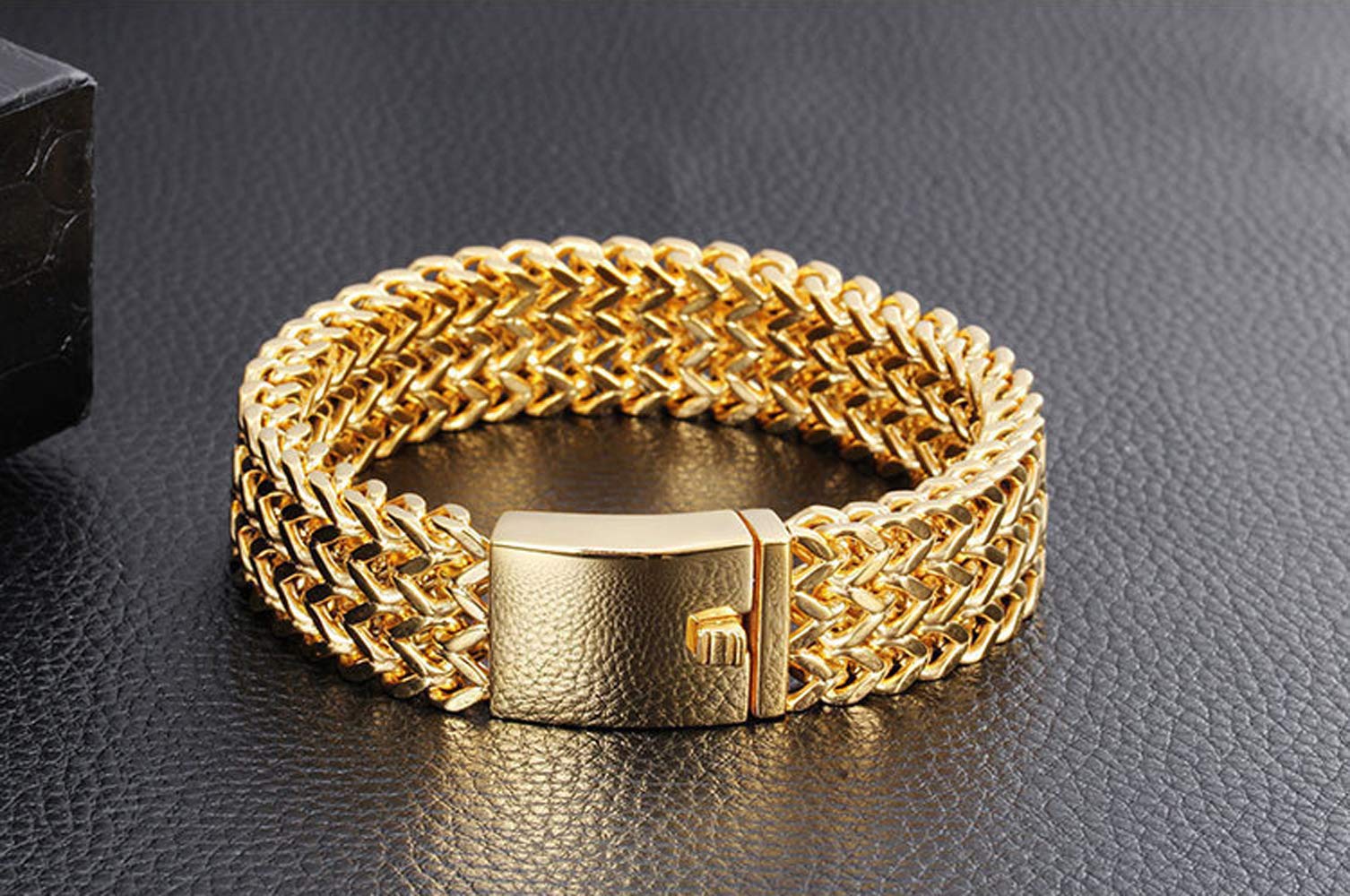 Mode Titan Stahl Armband, Titan Stahl Armband Einfache Und Stilvolle Und Elegante Beschichtung 18 Karat Gold Herren Edelstahl Schmuck Exquisit, Gold