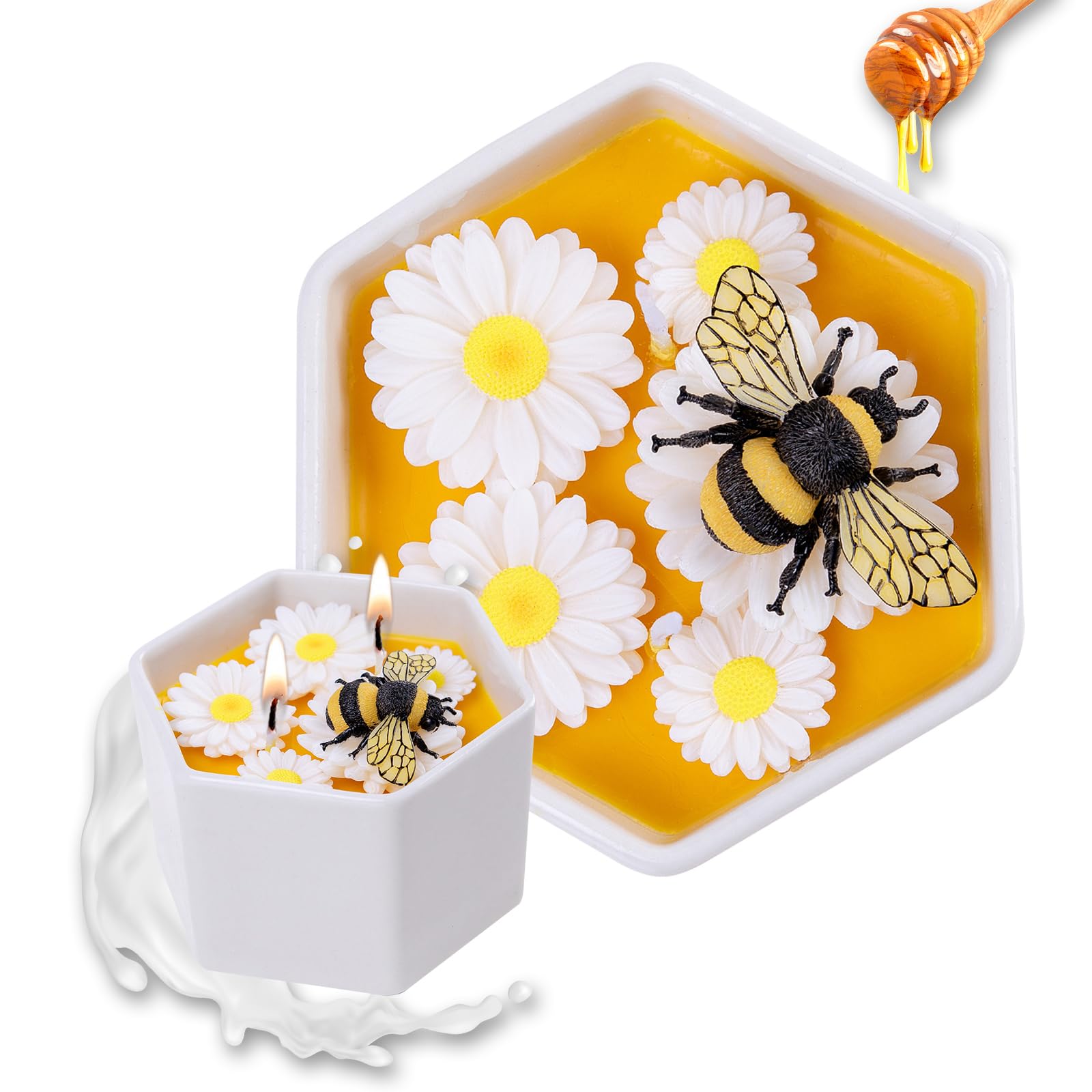 Duftkerze in Honigmilchschale, Soja-Kerze für Frühlingsgeschenk