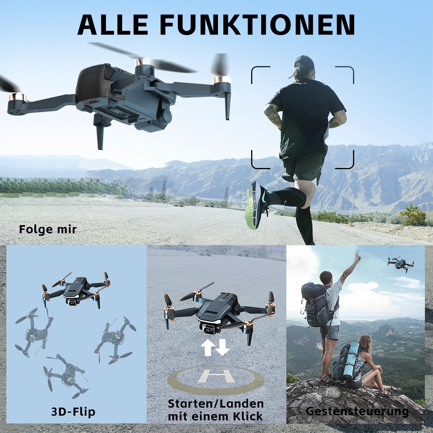 Dauerhafter bürstenloser Motor-Drohne mit 84 Minuten super langer Flugzeit, Drohne mit 4K HD-Kamera für Anfänger, CHUBORY A77 WiFi FPV Quadcopter, Folge-Modus, Auto-Hover, 3 Batterien, Tragetasche