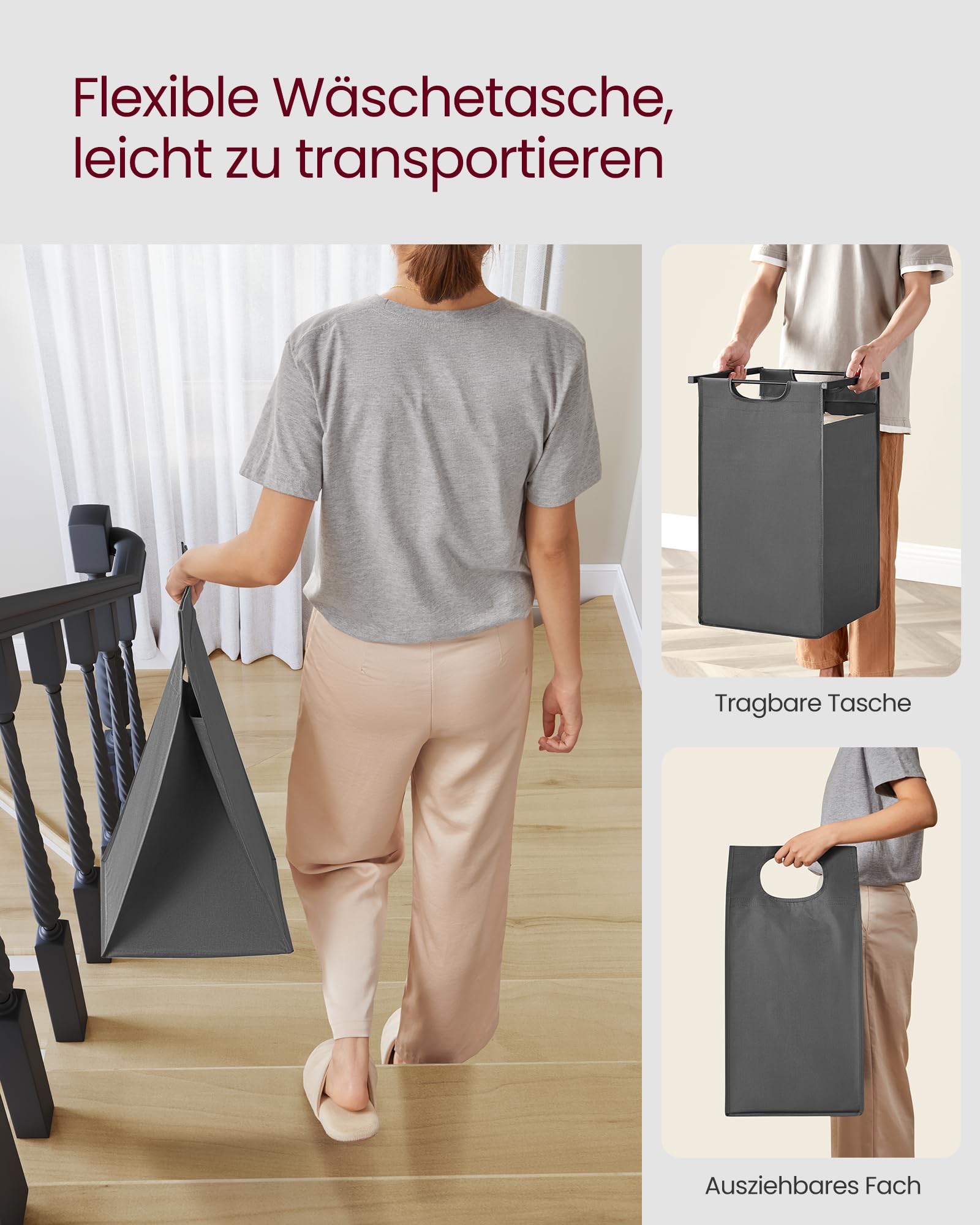 Vasagle Wäschekorb 2 Fächer 92 L – Bild 9