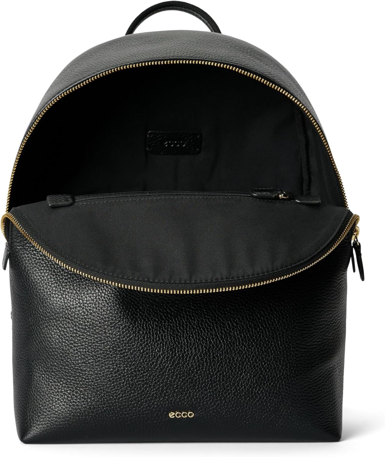 ECCO Unisex Medium Leather Backpack, Black, Medium