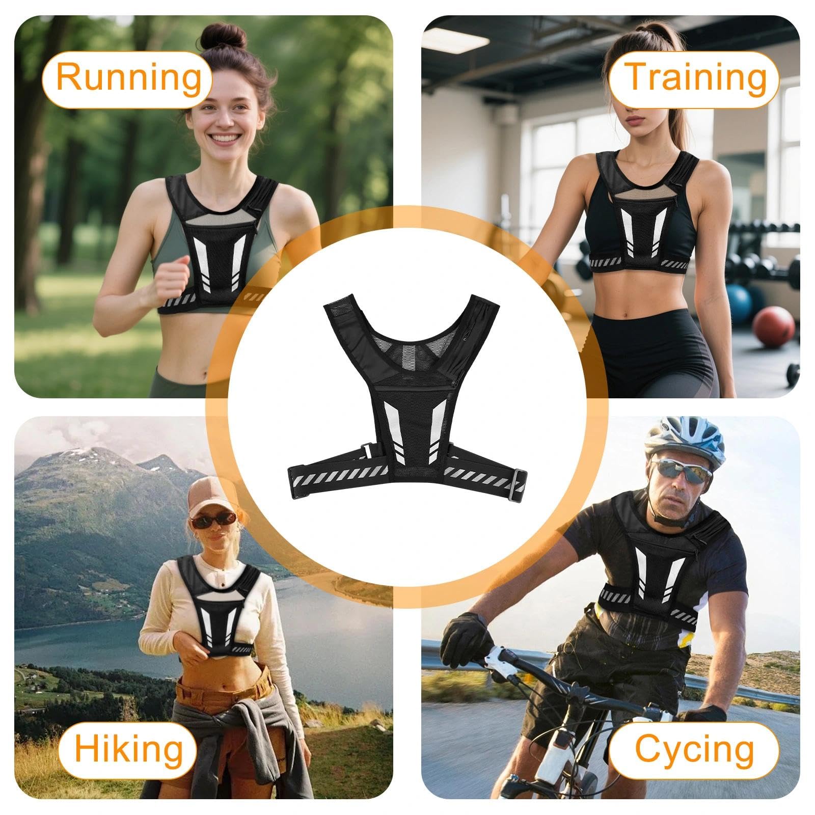 Gilet Riflettente da Donna per Correre con Porta Telefono Corsa, Uomo Portacellulare per Ciclismo Jogging Escursionismo
