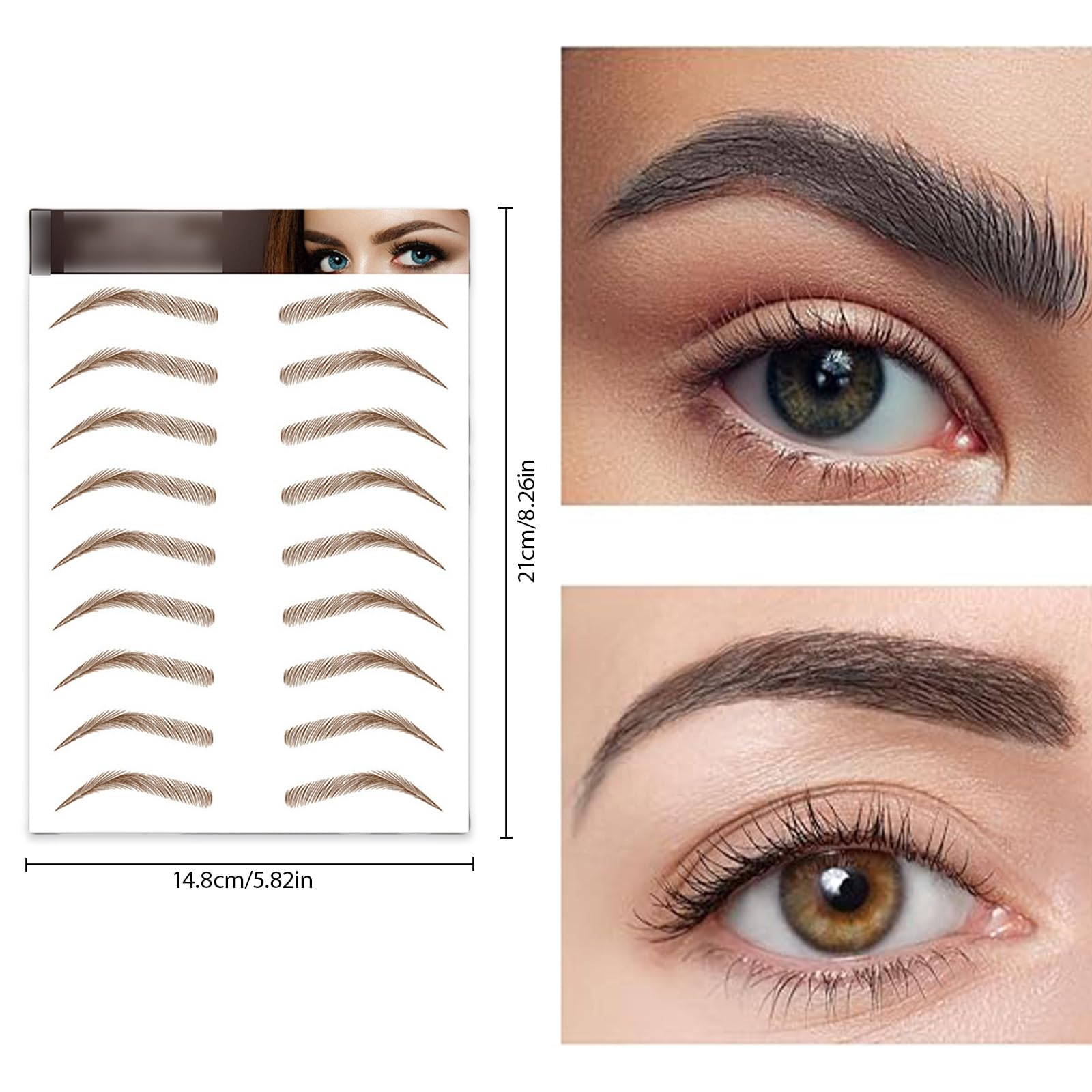 AWAVM 7Sheets/77Pairs 4D Hair-Like Tattoo Stickers Waterproof Natural Fake Eyebrow Stickers,Long Lasting Eyebrow Grooming Shaping Perfect for Women and Girls (Brown-13) - Image 2