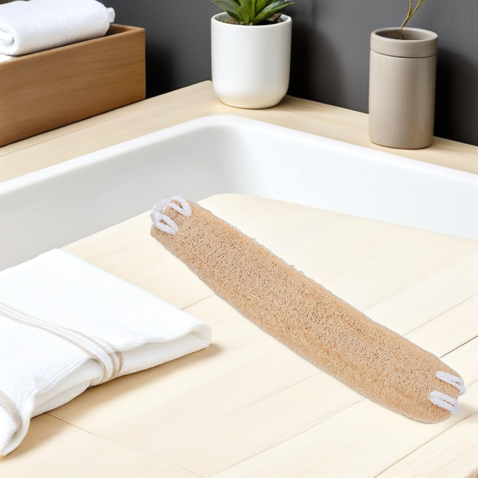 Alipis Esponja de Lufa Natural Exfoliante Corporal para Hombres y Mujeres, Material Esponja de Lufa Beige, Elaboración Detallada y Fácil de Colgar para Baño y Ducha
