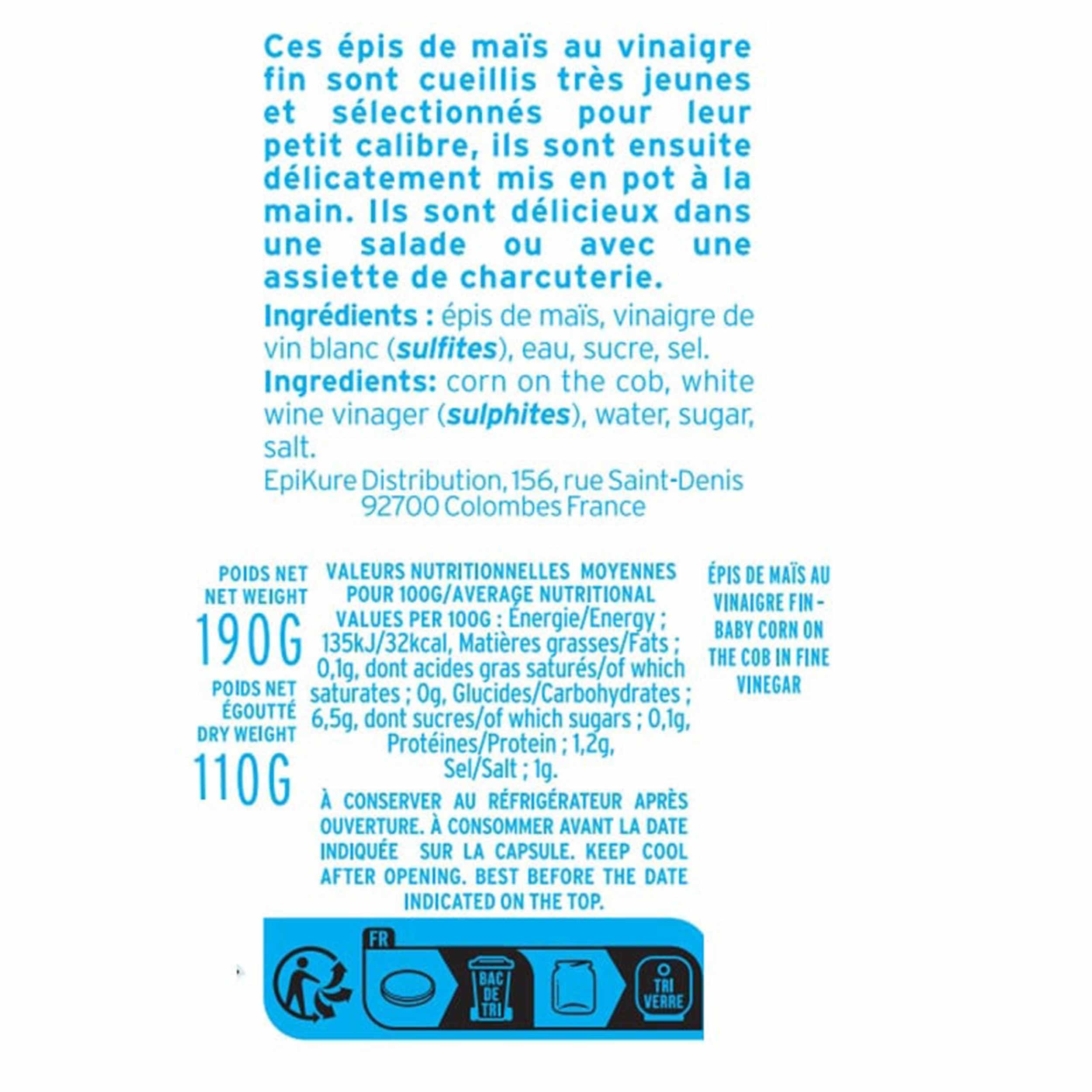 Epis de Maïs Extra Croquant - Un Plaisir à Grignoter ou un Délice à Ajouter à vos Plats - Idéal pour un Délicieux Apéritif Salé - Savoir-Faire Artisanal et Français - 110 g - Albert Menes