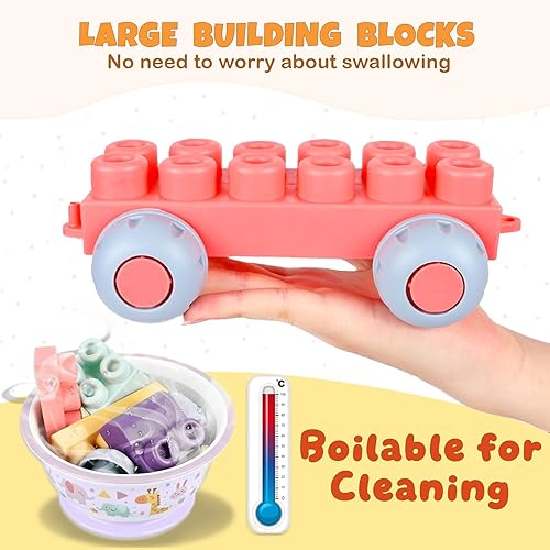 Miniatura 6 de Bloques de construcción suaves para niños pequeños de 1 a 3 años, juguetes apilables para el aprendizaje y desarrollo temprano, bloques de silicona