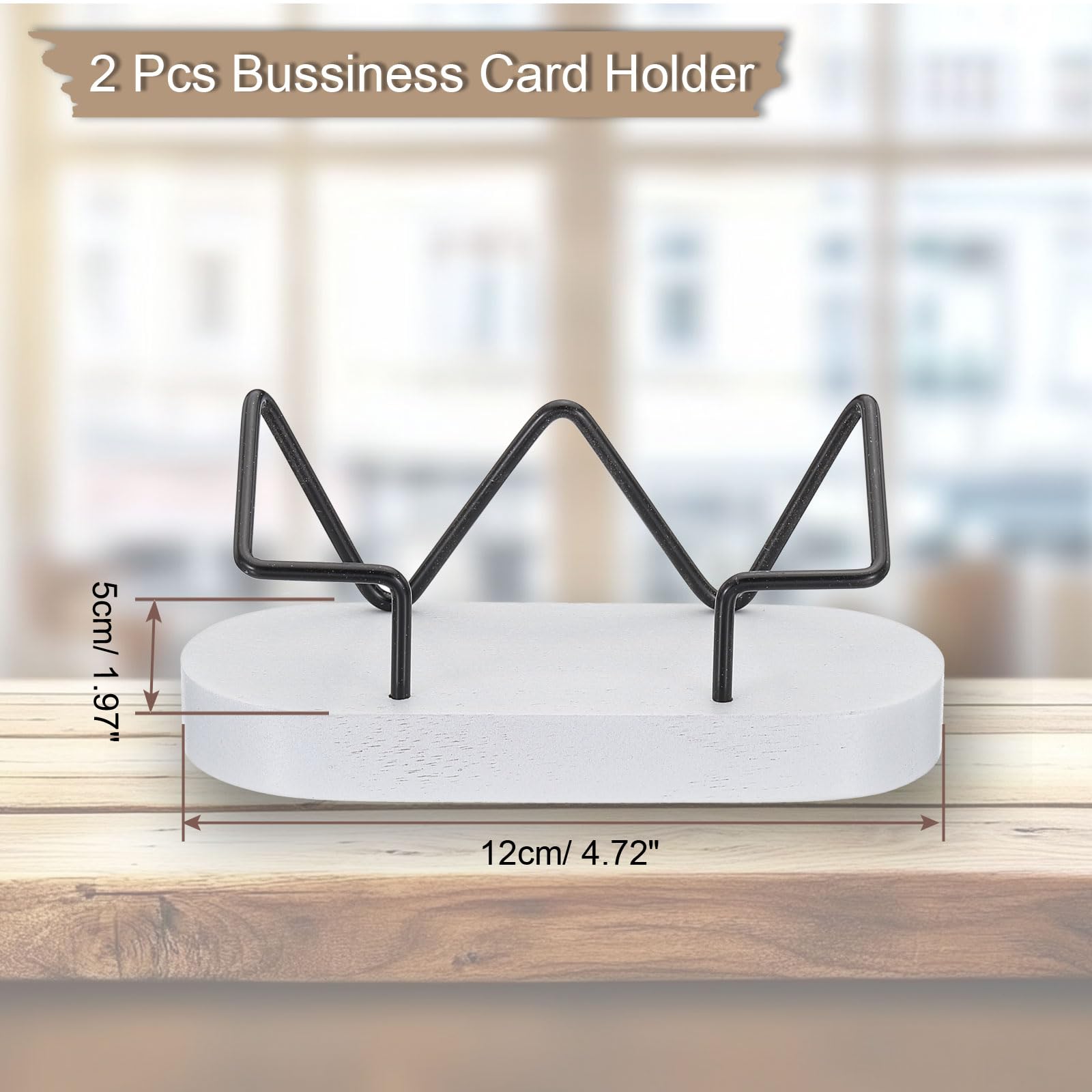 PATIKIL Wood Business Card Holder for Desk 2 Pcs Desktop Business Card Holder Wooden Name Card Display Stand Organizer for Office Home Exhibition White - Image 2