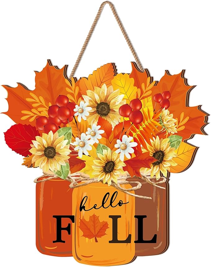 Amazon.com : Newcotte Fall Door Decor Hello Fall Sign Fall Decorations ...
