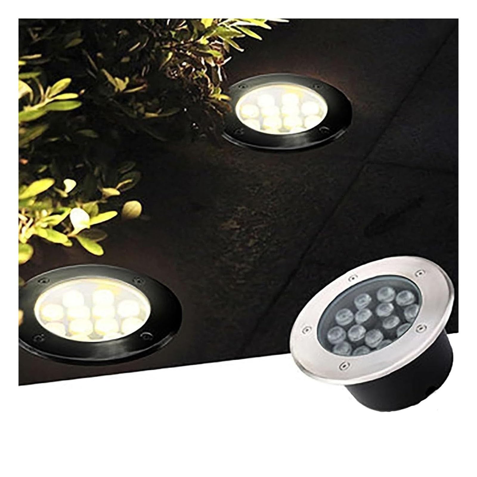 Generisch Lampa ogrodowa LED, 3 W, lampa do zabudowy w podłodze, wodoszczelność IP67, okrągła lampa stojąca do ogrodu, dróg i wjazdów – ciepła biel, AC 85-265 V