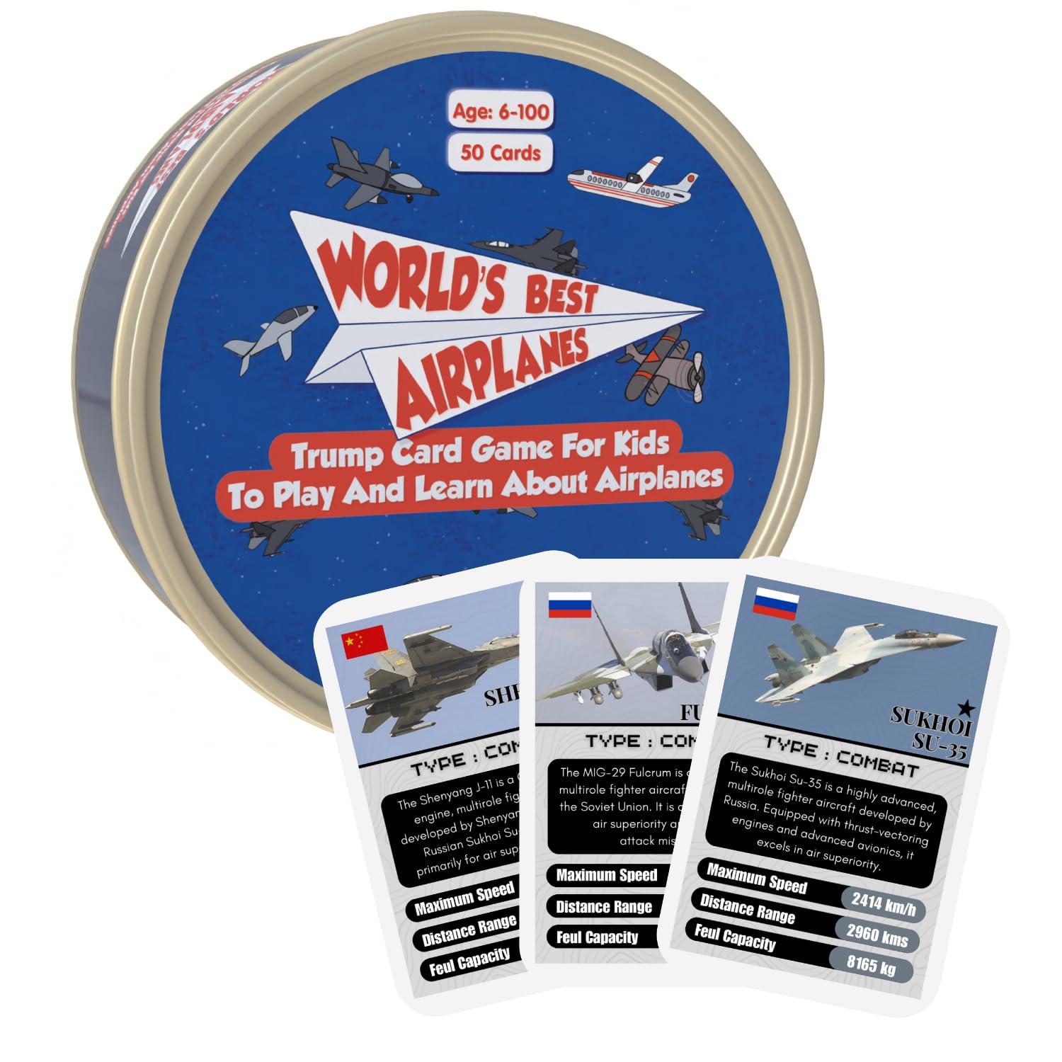 Sponsored Ad - CocoMoco Kids Airplane Trump Card Game for Kids, Learning Game and Educational Toy, Birthday Return Gift for Kids Ages 6-7, 8-10, 11-12 Year Old Boys and Girls