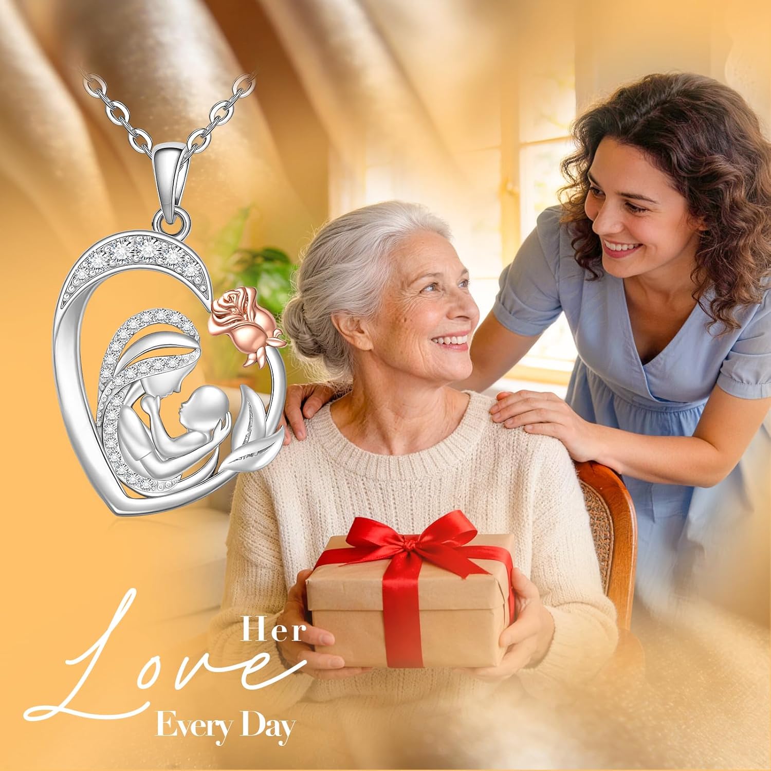 Fenthring Mothers Day Gifts for Mom Mother Son Necklace from Son Daughter Heart Necklaces Sterling Silver for Mom Wife - Image 8