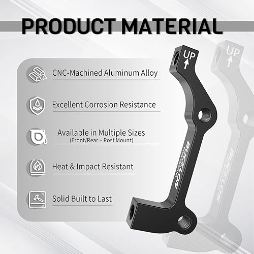 Miniatura 4 de BUCKLOS PMis Front Rear 180203mm Disc Brake Caliper Mount Adapter Gear Parts Accessories, CNC Machined Aluminum Alloy Rotor Adapter with Bolts