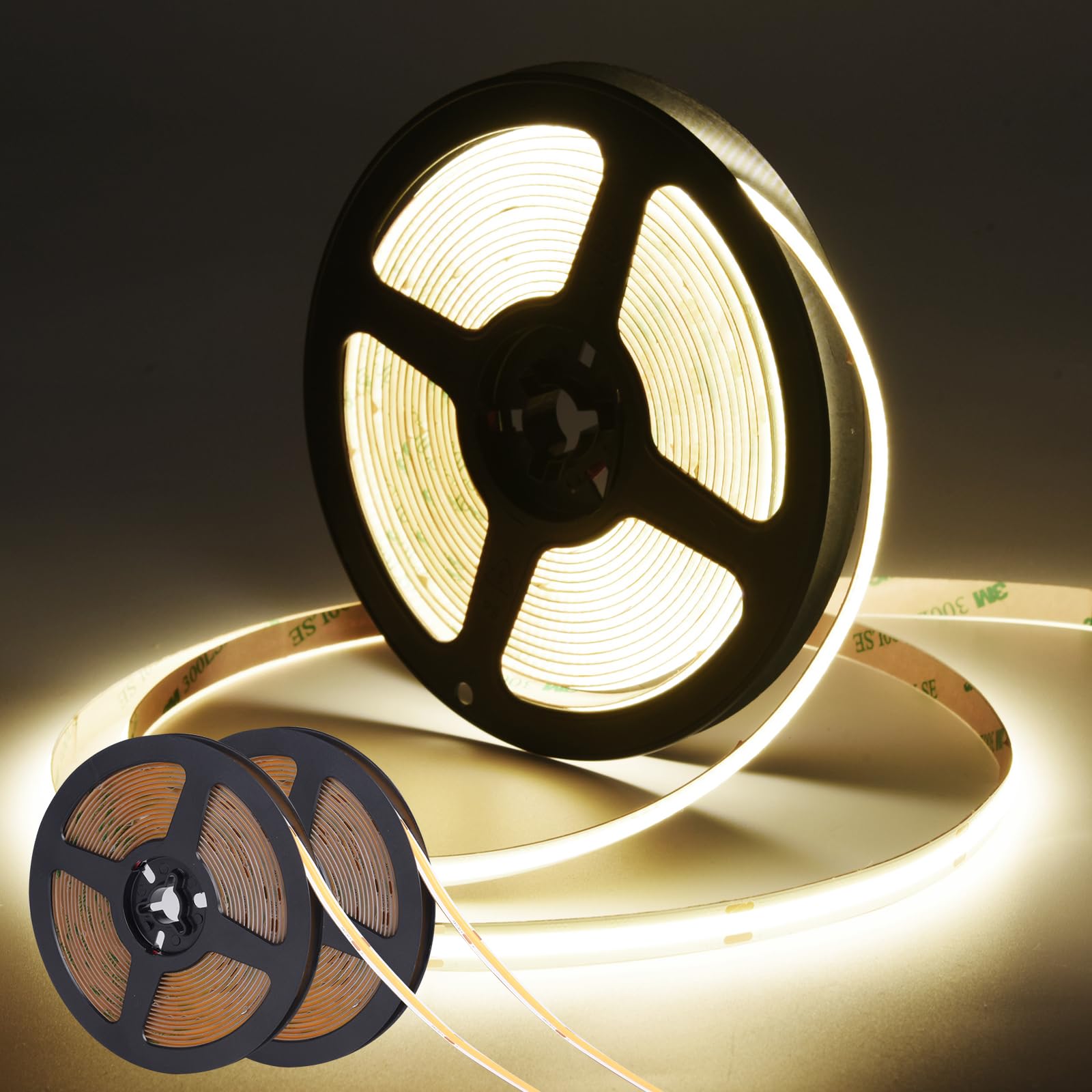 SIRYYUI 12V COB LED Strip Light 2x5M - 480 LEDs/M High Density, 4000K Natural White, CRI 90+, 9W/M, 8mm Wide, Dotless LED Tape Light for Kitchen Cabinet Lighting, Home Decoration (No Power Supply)