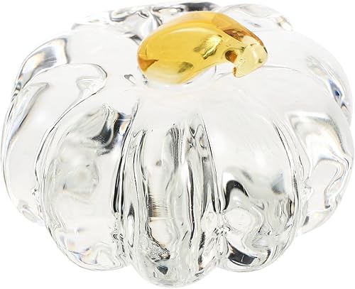 Miniatura 8 de VOSAREA Figura de calabaza de vidrio soplado a mano, estatua de calabaza de cristal, escultura de calabaza de cosecha transparente, acento de mesa