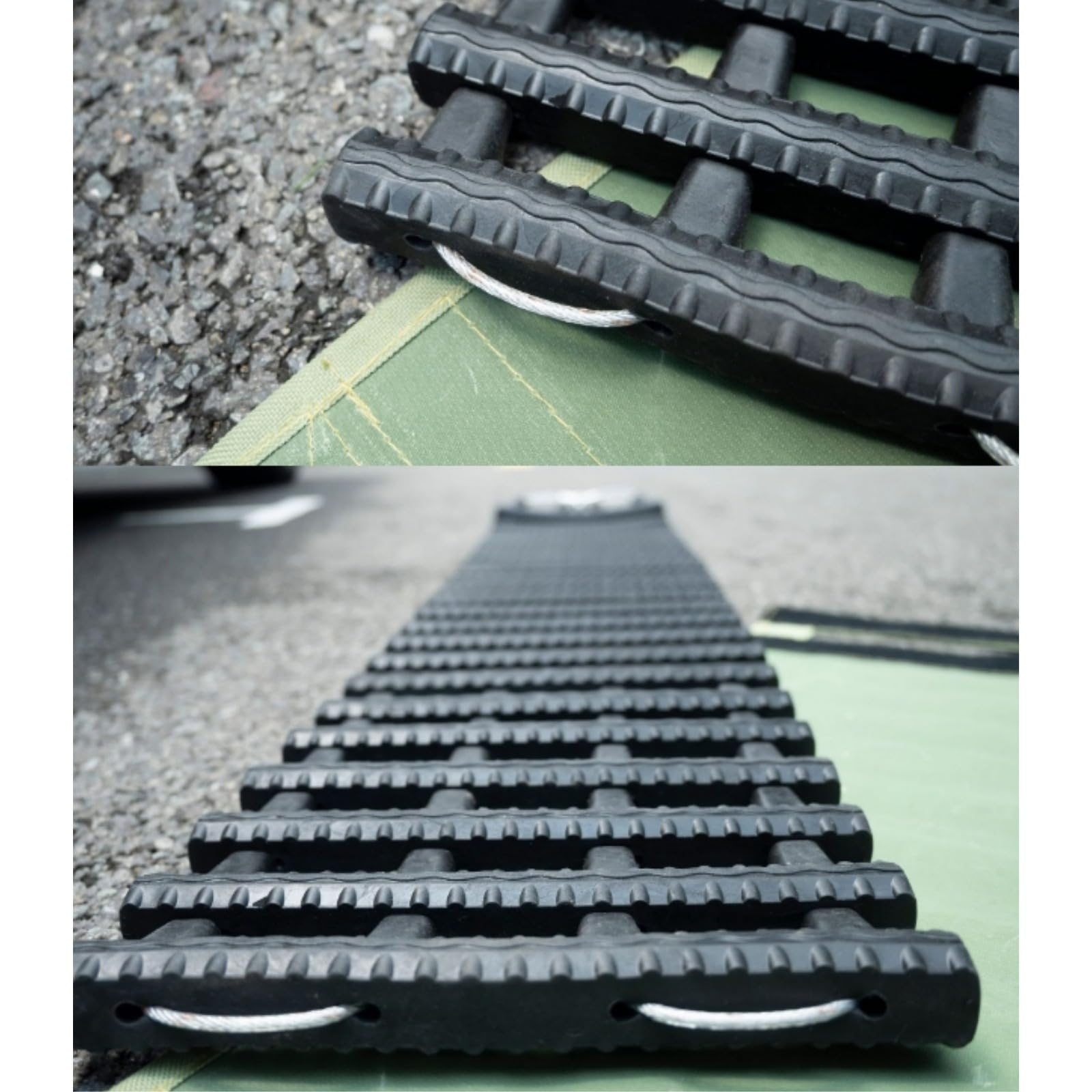 Auto Anfahrhilfe 100 x 21 cm Traktionshilfe Schwerlast Gummi Anfahrtshilfe Set Traktionsmatte mit Tragetasche Schwarz Wohnmobil Sandbleche für KFZ Auto Winter，auffahrkeile für wohnmobil.