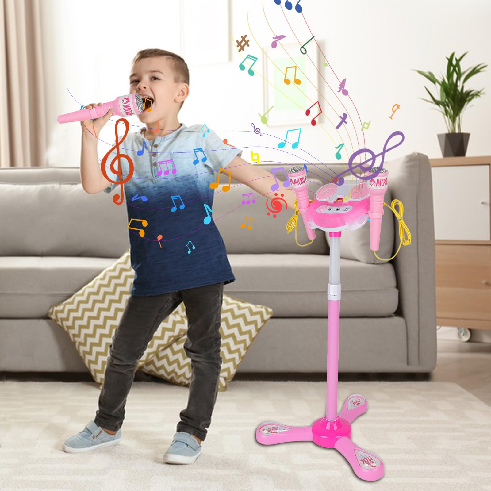 Microfono canto per bambini, per karaoke, set da , microfono da terra | giocattolo con supporto
