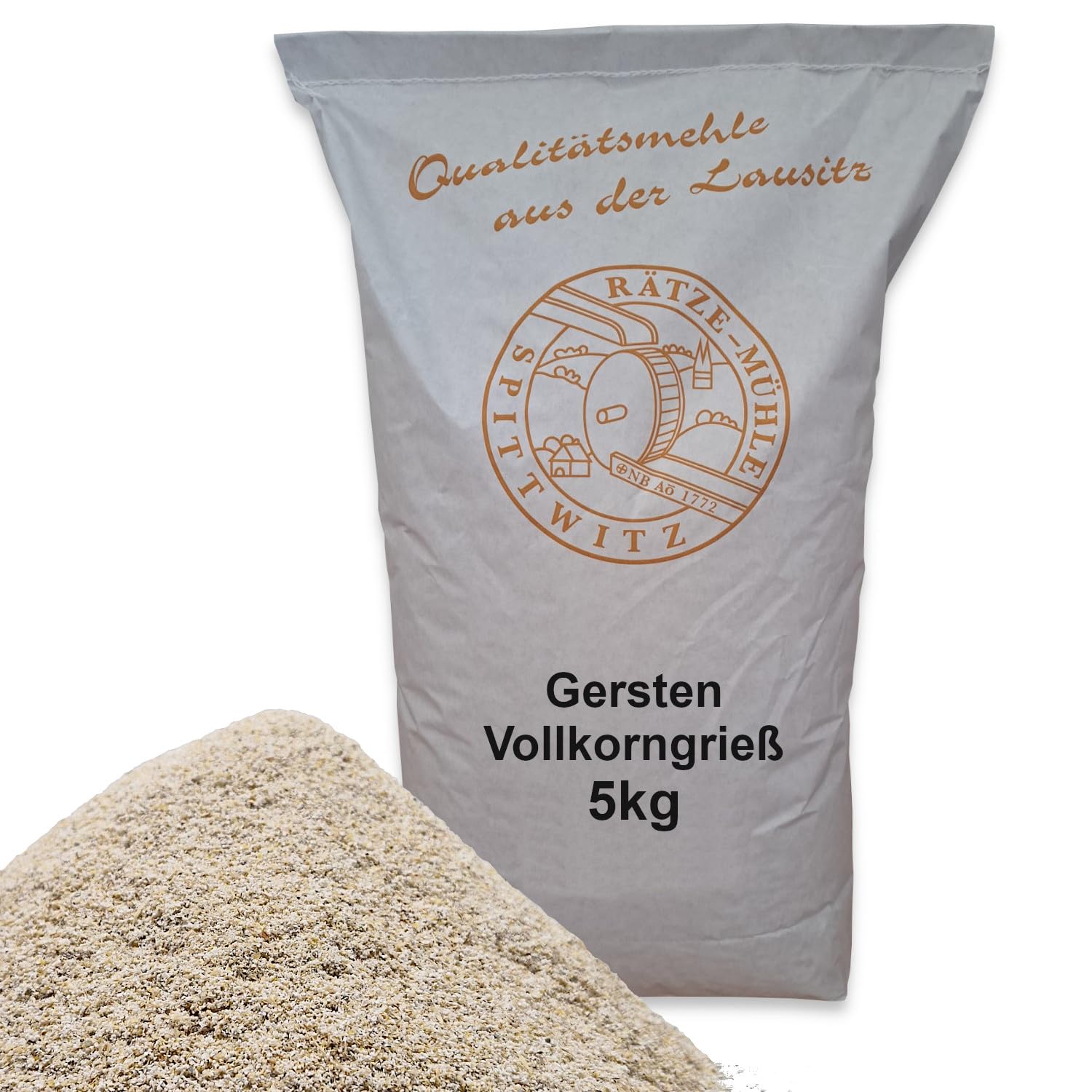 Gerstenvollkorngriess 5kg frisch aus der Rätze-Mühle in bester Qualität 100% regional und naturbelassener Grieß 5-kg