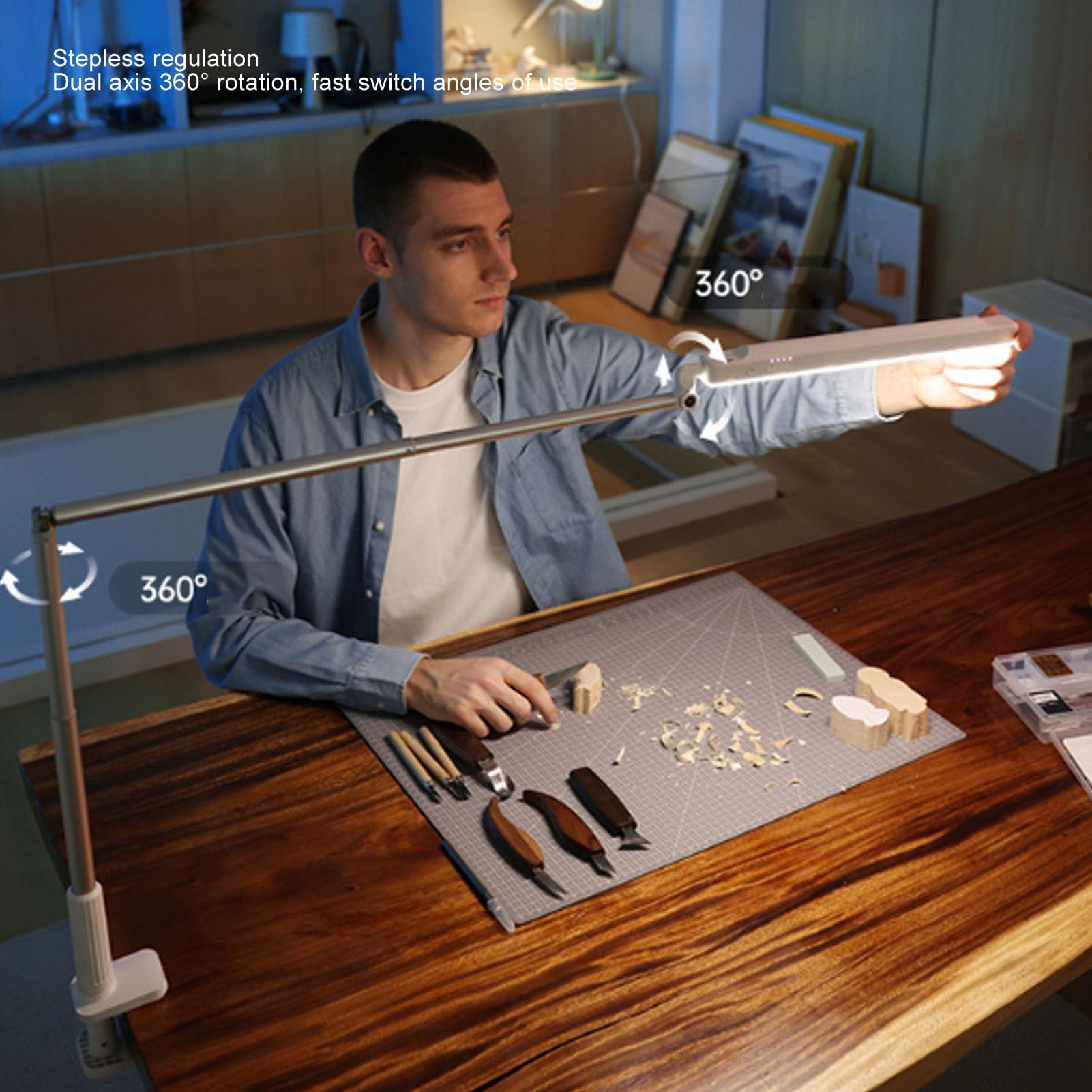 LED-Klemm-Schreibtischlampe, Designer-Armleuchte, Klemmlampe, Langer Arm, Augenschutz, Lesen, Schreiben für Studenten, Schönheit, Wimpern, Maniküre, Studium, Aushärtungslampen,