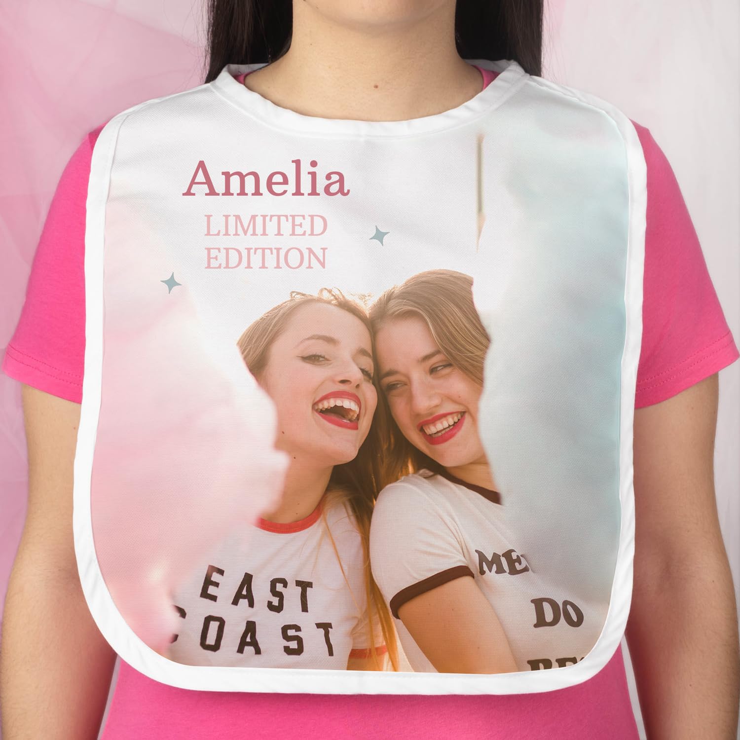 Wanapix | Baberos Personalizados para Adultos | Crea tu Babero Grande con Fotos y Nombres | Babero Blanco con Cuerdas para Atar al Cuello | Baberos Divertidos para Amigos y Fiestas