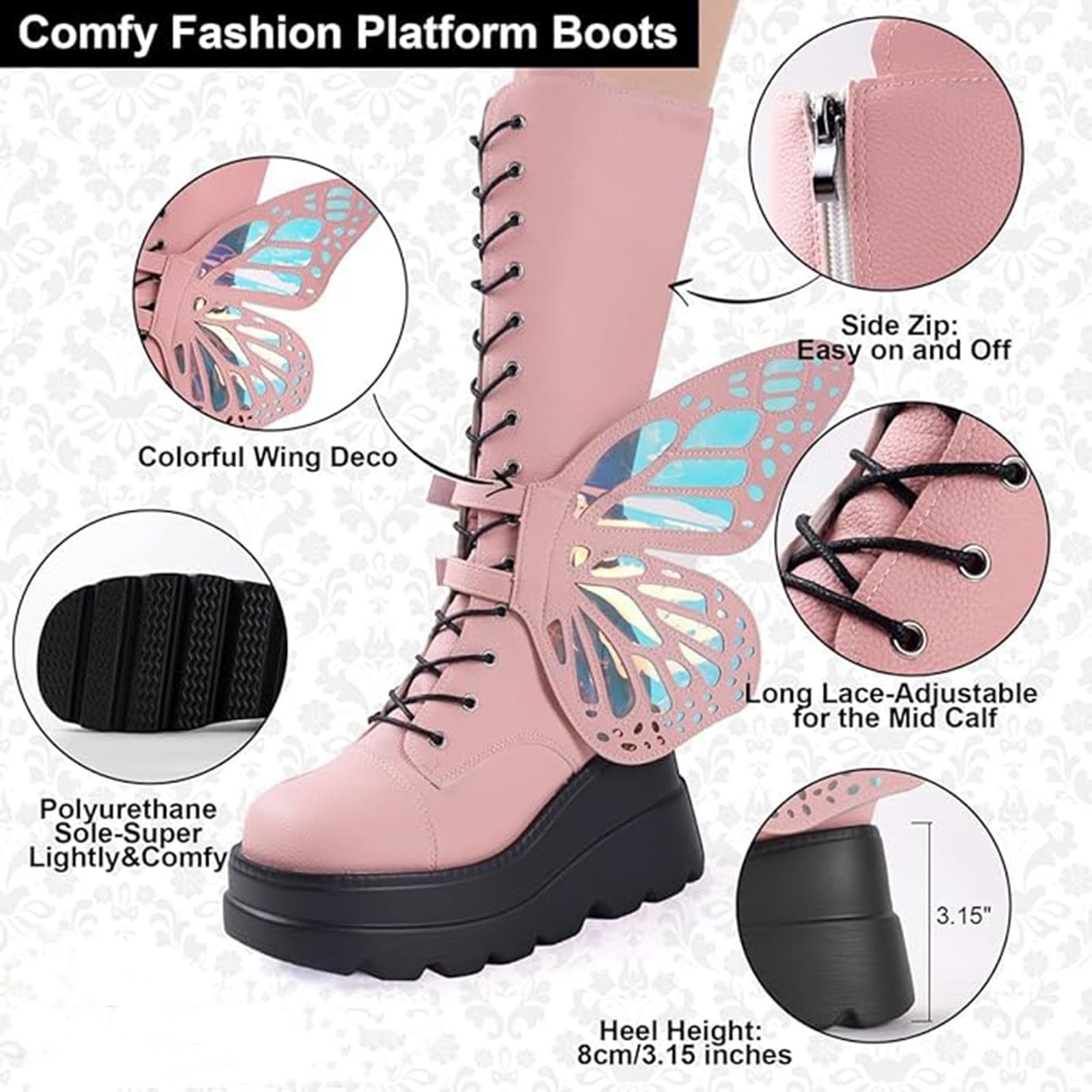 Generico Stivali Donna Antiscivolo Stivaletti con Lacci Comodi Eleganti Stivaletto Leggero Caldi Robusti Versatili Stivali da Pioggia Autunno Inverno Stivaletti per Esterni Neve Giardino e Trekking