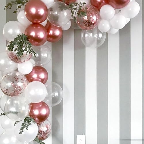 Miniatura 5 de RUBFAC Paquete de 116 globos de oro rosa de diferentes tamaños, paquete de 36, 18, 12, 10, 5 pulgadas, para arco de guirnalda, globos extra grandes