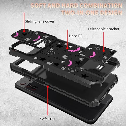 Miniatura 2 de Funda de teléfono con diseño místico gótico de calavera para Samsung Galaxy A13 5G con cubierta deslizante para cámara deslizante, doble capa a