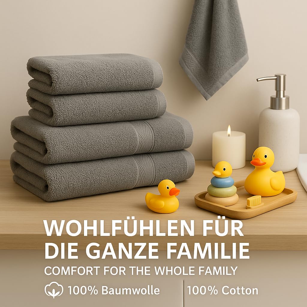 Betz Premium Handtuch Set 4-teilig – 4× Handtücher 50×100 cm, 100% Baumwolle 470 g/m², weich & saugstark, Oeko-TEX® Farbe anthrazit