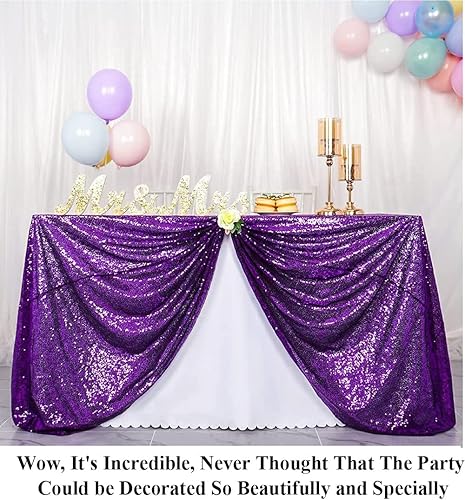 Miniatura 3 de Mantel rectangular de lentejuelas de 90 x 132 pulgadas, desechable, rústico, para fiesta, mantel circular con purpurina para fiesta de cumpleaños