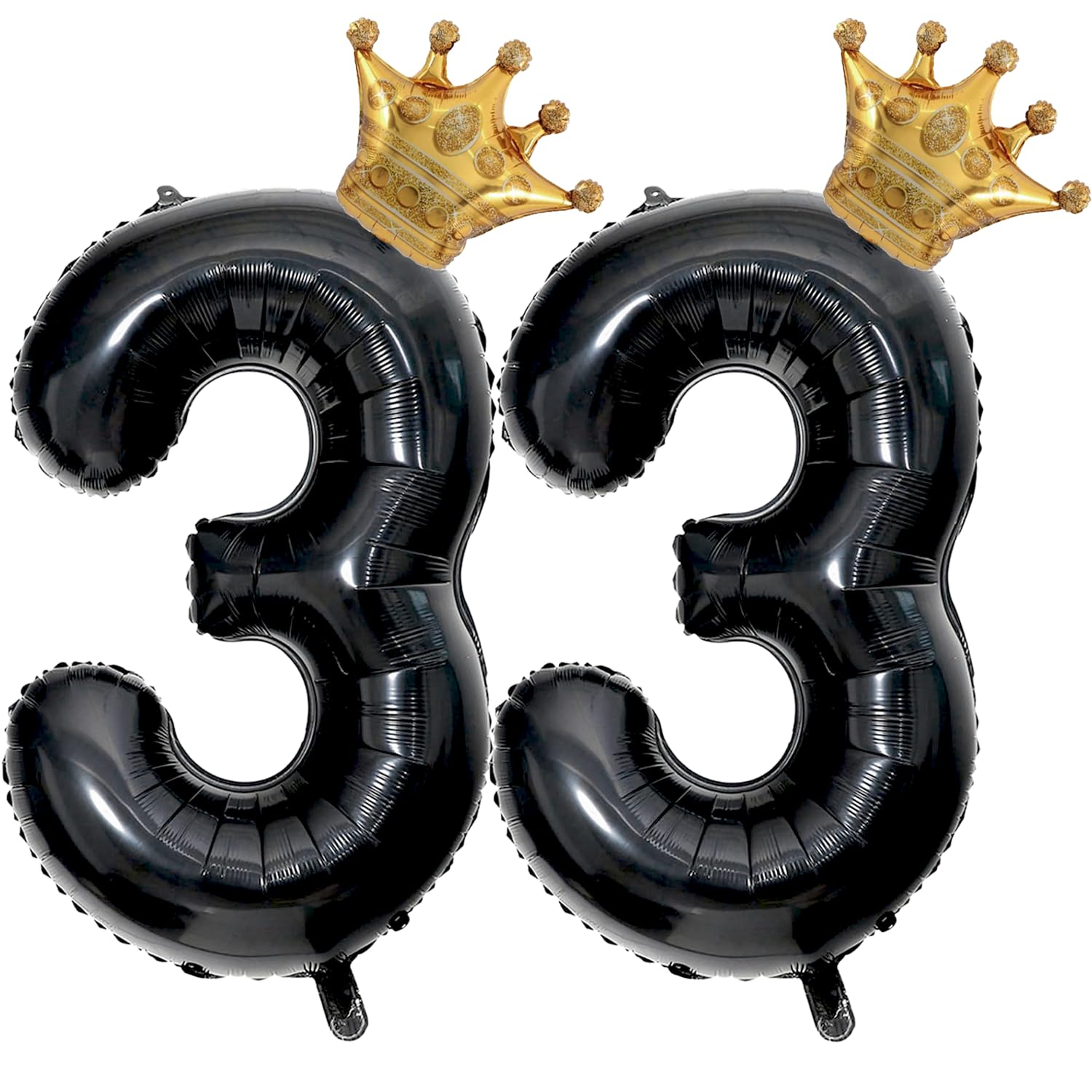 40 inch Large Black 33 Balloon Number with Gold Crown Balloons 33th Birthday Big Foil Mylar Helium Balloon for Boys Girls 33th Birthday Anniversary Decorations Supplies Favors(Number 33 Balloons）