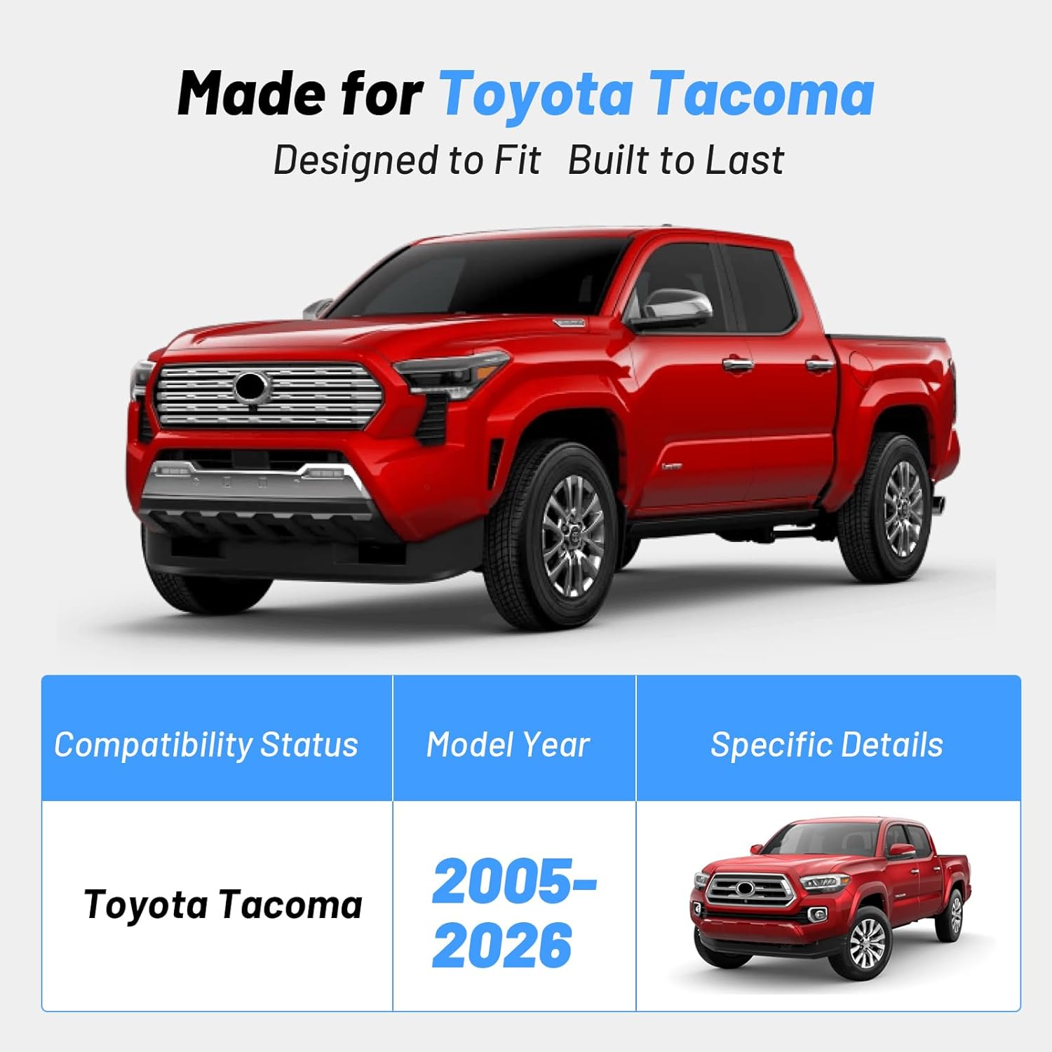 Truck Bed Extender Fit for Toyota Tacoma 2005-2026, Adjustable Aluminum Tailgate Extender, 180° Flip Design, Heavy-Duty Alloy, Drill-Mount Storage Extension for Long Cargo