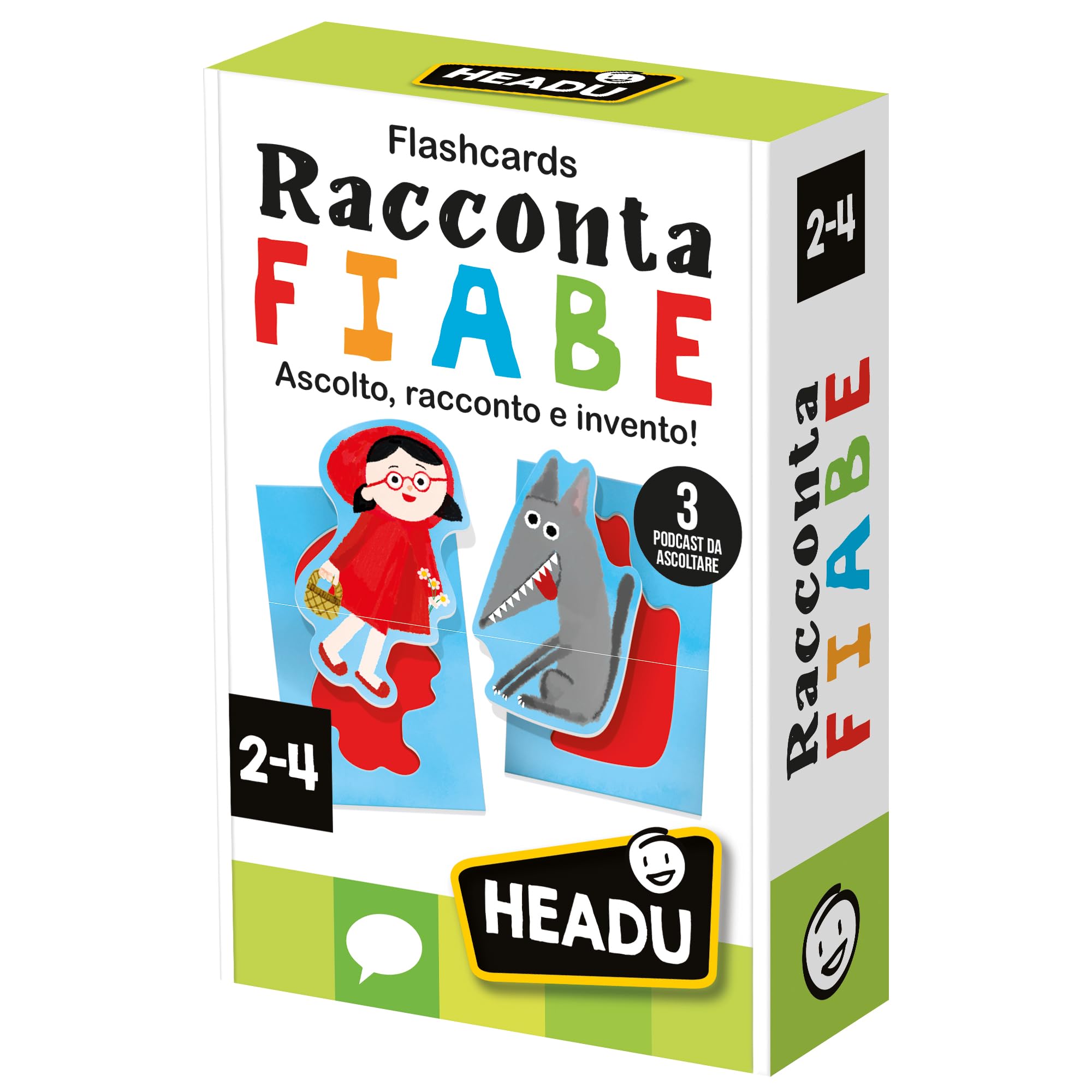 HEADU - Flashcards Raccontafiabe - Ascolto, racconto e invento! | Gioco Educativo Bambini 2 3 4 Anni, Ascolta le Fiabe, Gioca con i Personaggi, Idea Regalo Natale Bambino 2 3 4 Anni, Made In Italy