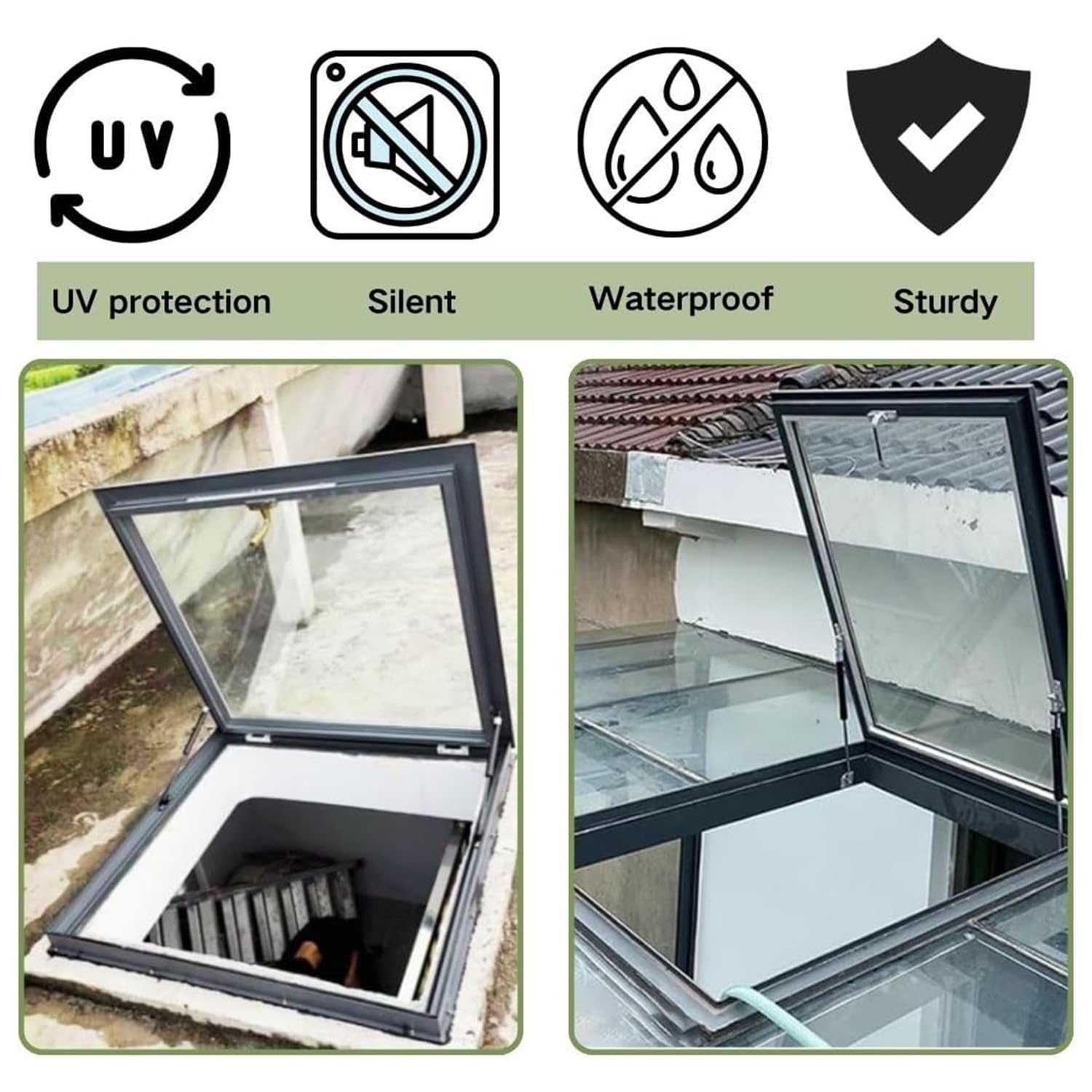 Trappe d'accès de Toit avec fenêtre d'observation, Conception Horizontale pour Installation dans Les combles et Les plafonds d'entrepôt, Couvercle étanche et Durable pour