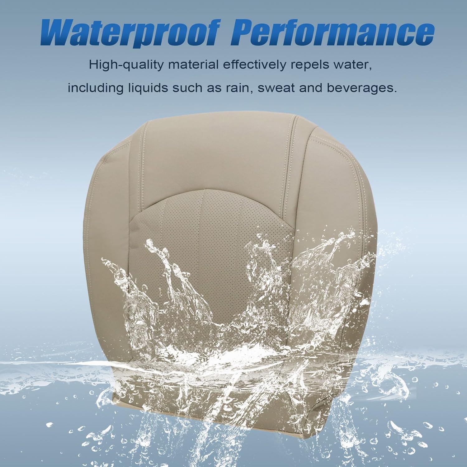 SecosAutoparts Driver Side Bottom Perforated Leather Replacement Seat Cover Compatible with Chevy Traverse/GMC Acadia 2008-2017 Compatible with Buick Enclave 2008-2012#392 Light Cashmere Tan