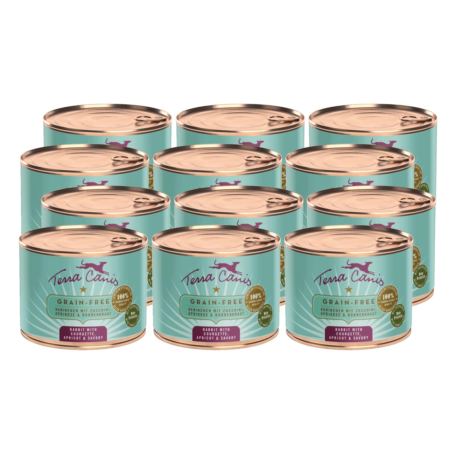 Terra Canis Kaninchen, Zucchini, Aprikose & Borretsch - Getreidefreies Nassfutter, 12x200g I Premium Hundefutter in 100% Lebensmittelqualität Aller Rohstoffe I Reichhaltig, gesund & allergenarm