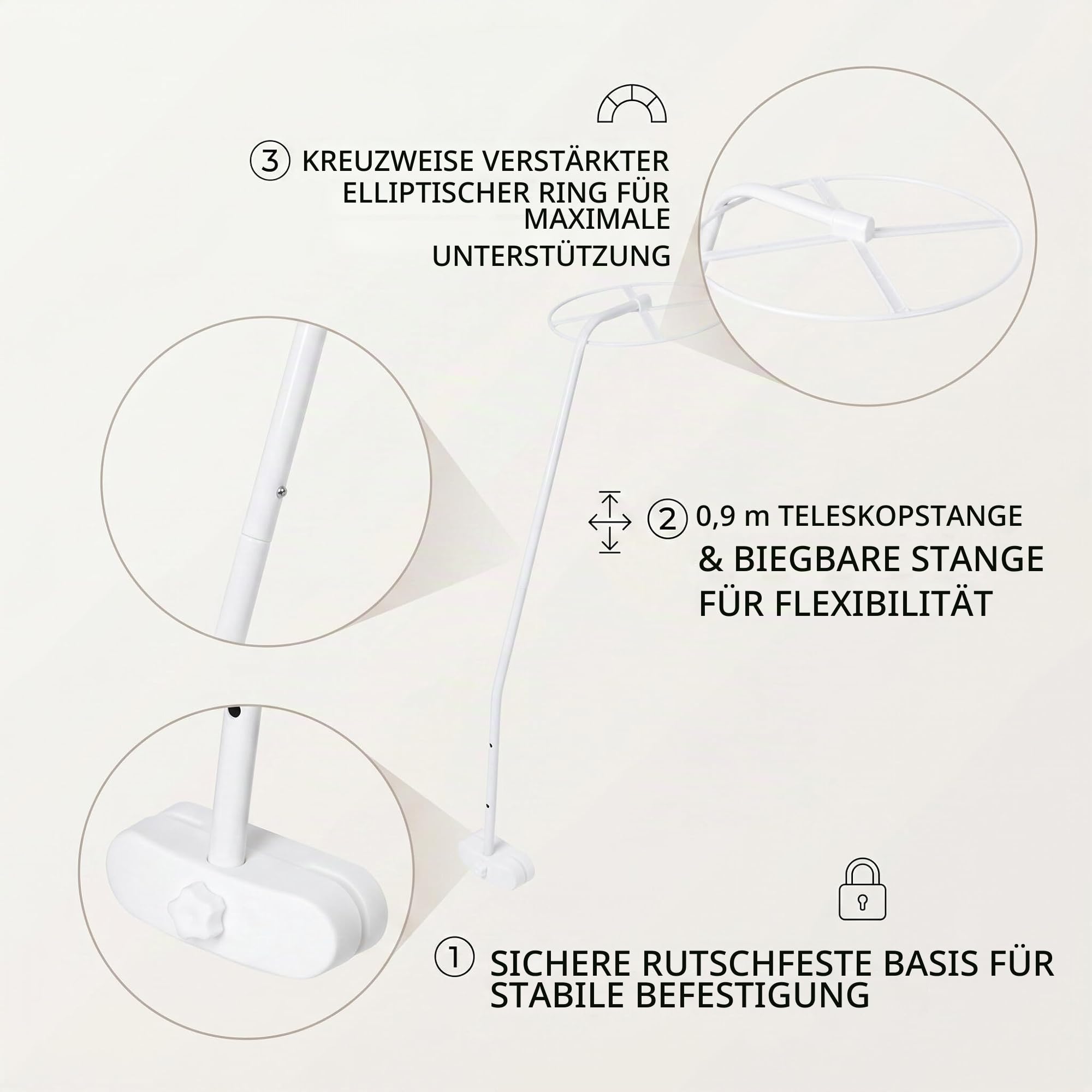 Verstellbarer Netzständerhalter, Kinderbett-Baldachinhalter, Ansteckbarer Kinderbett-Baldachinhalter, Leicht, Einfache Installation, Erfüllt Ihre Bedürfnisse, Netzständer