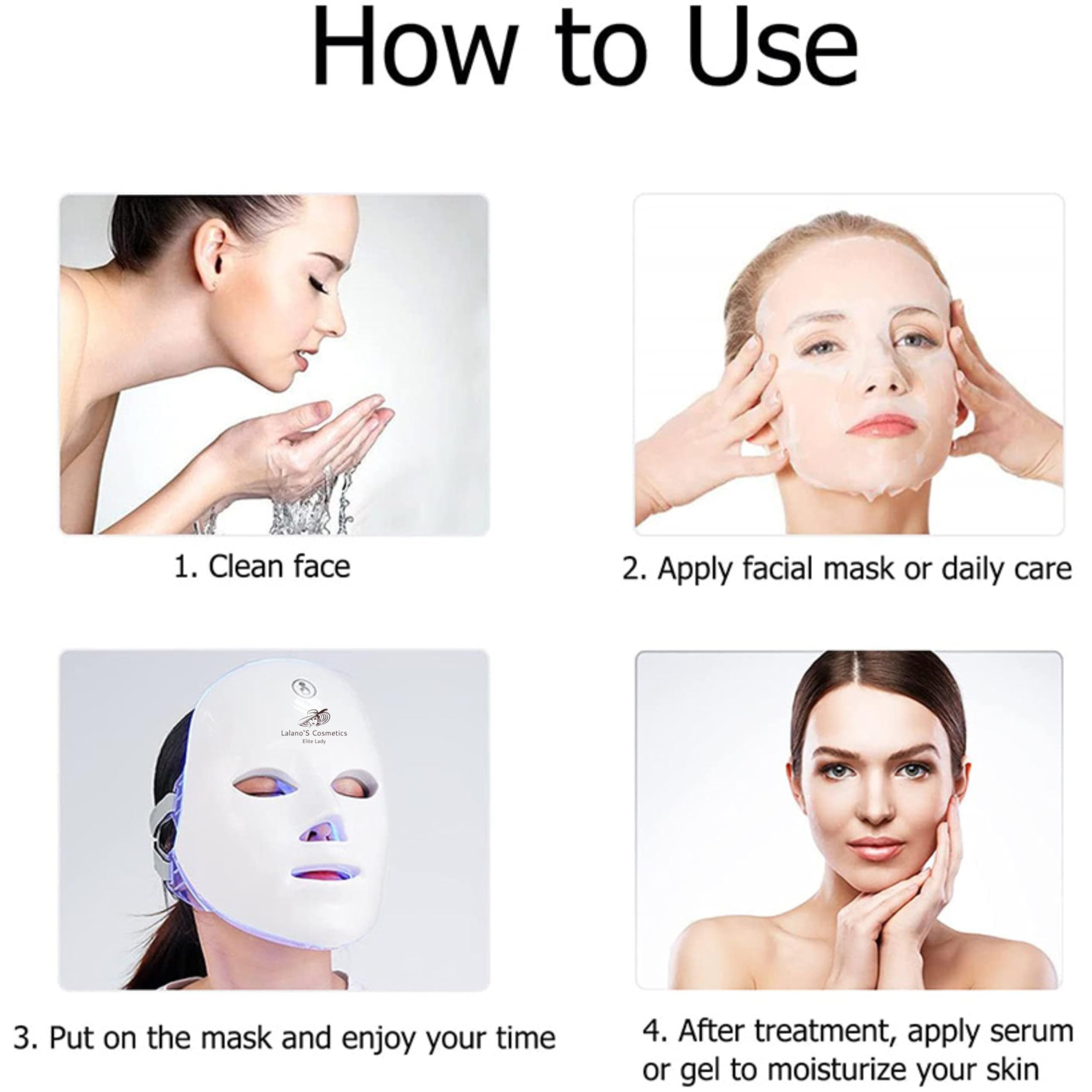 Lalano'S Cosmetics maska na twarz LED, 7 kolorów, przeciwstarzeniowa, trądzikowa i ujędrniająca skórę, terapia światłem, 112 diod LED, możliwość ponownego ładowania, certyfikat CE, dla kobiet i
