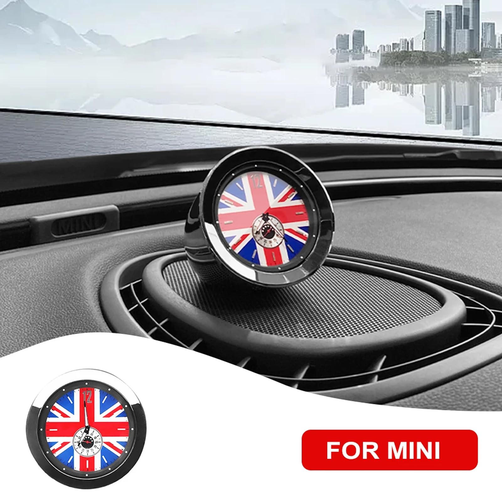 Union Jack Reloj de Estilo de Coche para MINI Cooper SD One JCW R50 R53 F54 F55 F56 F60 Clubman Countryman Accesorios de Adorno automático Gris Union Jack
