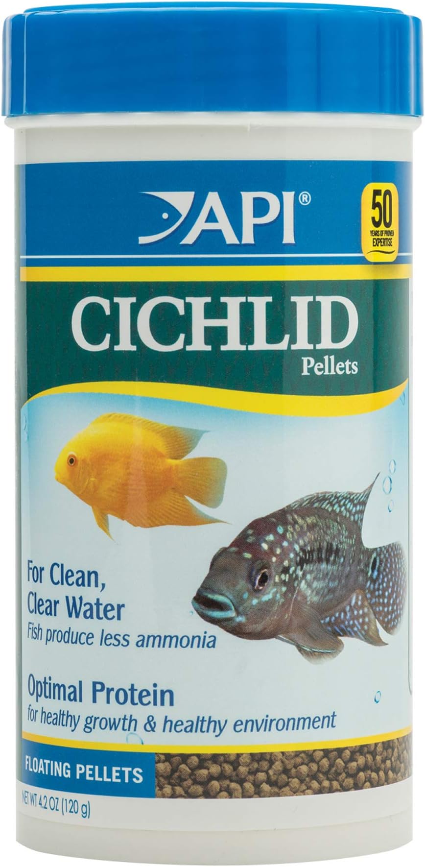 CICHLID PELLETS Floating Pellets Fish Food 4.2-Ounce Container