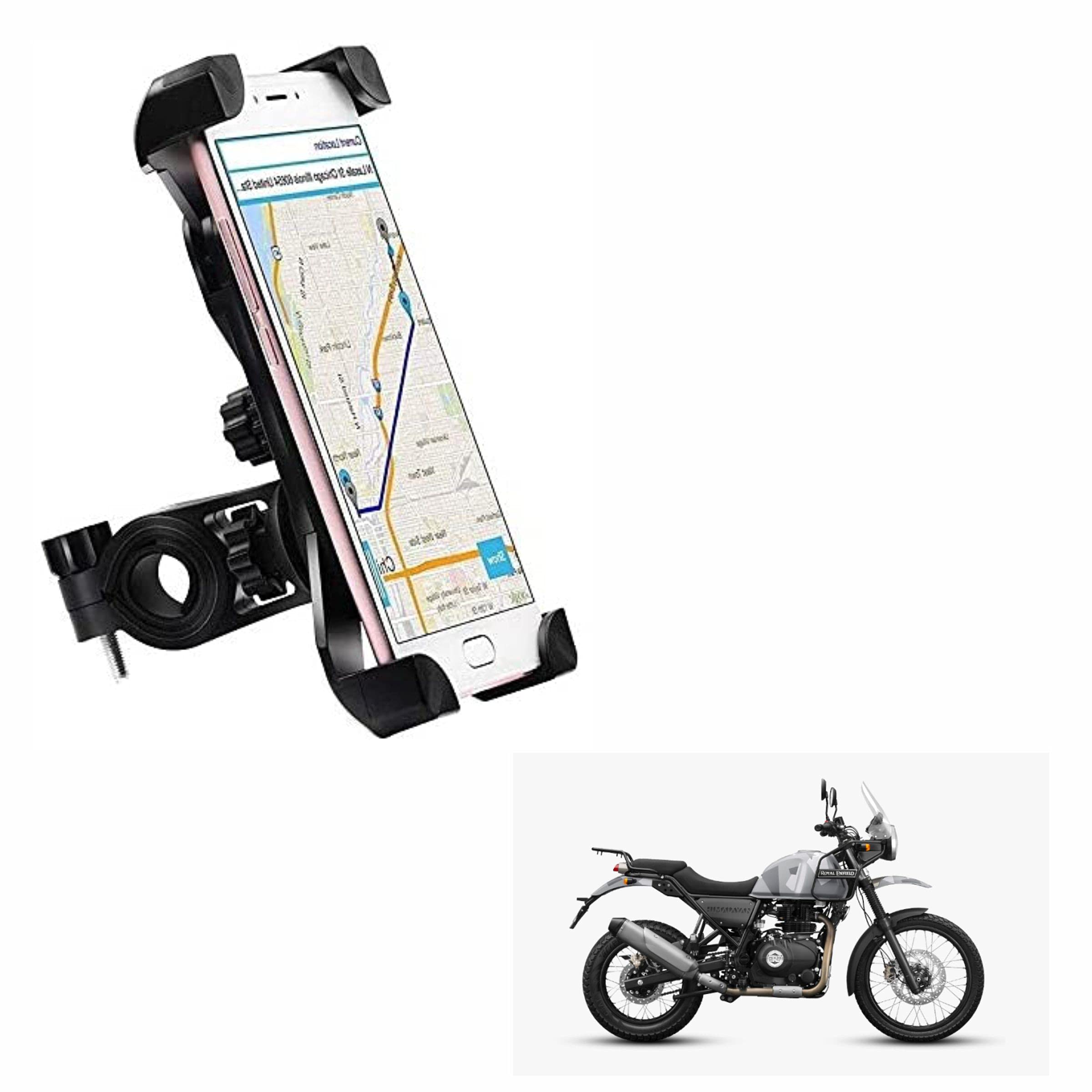 Bike Phone Mount Anti Shake and Stable Cradle Clamp with 360° Rotation Bike Phone Holder for Royal Enfield Himalayan (1 PCs, Black)-image-16