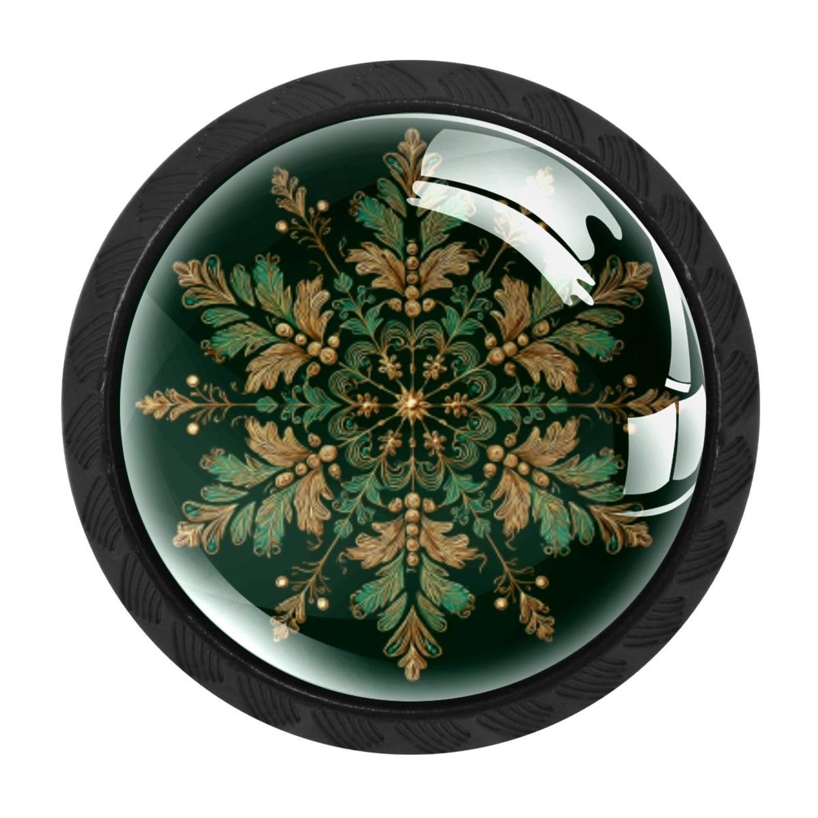 Chenzzzz Multicolored 04 4 Pack Black Cabinet Pulls Dark Green Christmas Golden Snowflake (3) Kitchen Cabinet Handles For Bathroom Drawer Pulls Dresser Knobs