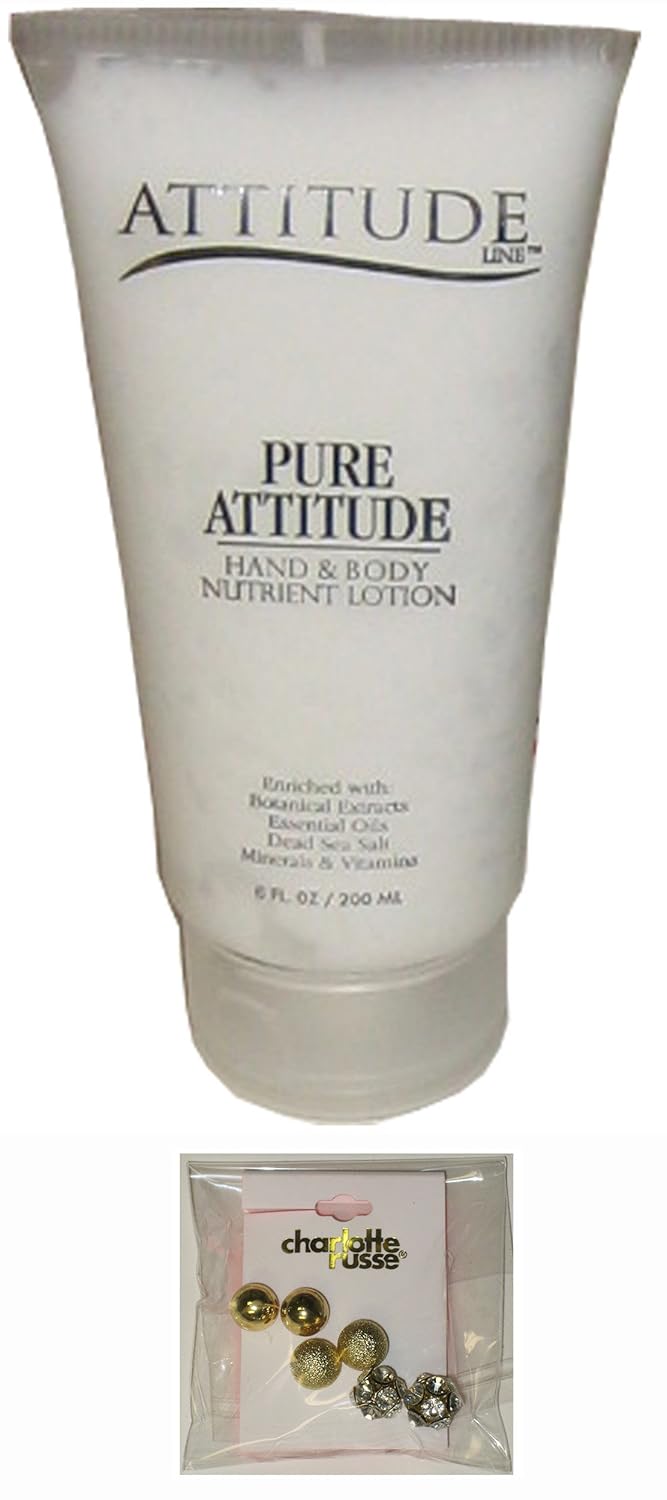 Attitudeline Pure Attitude Line Hand & Body Nutrient Lotion 6oz White Tube + Charlotte Russe Earings