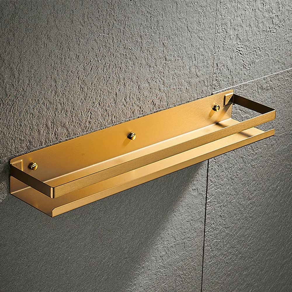 GTFDXJ Shower Caddy Modern Bathroom Shelves Matt Black Gold Bathroom Corner Shelves Shower Storage Basket Bath Wall Shelf