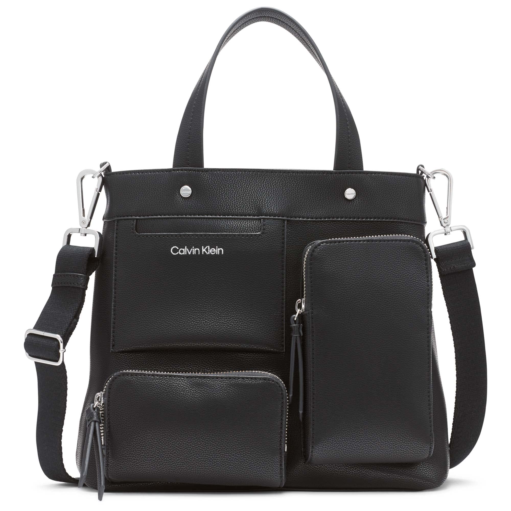 Calvin Klein Ember Organizational Backpack, Black/Silver,One Size