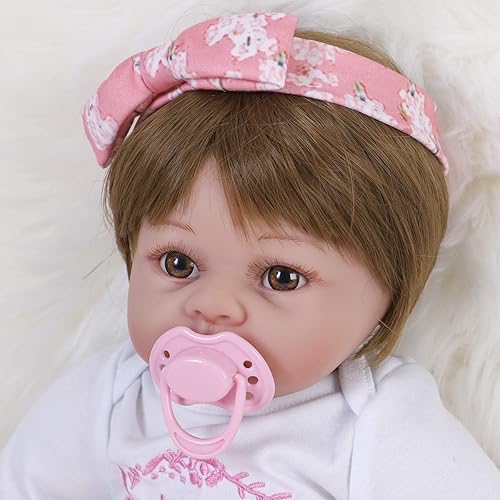 Miniatura 2 de ENADOLL Muñeca Reborn Baby Doll realista de vinilo de silicona de 24 pulgadas con peso y cuerpo suave realista para niños a partir de 3 años (banda