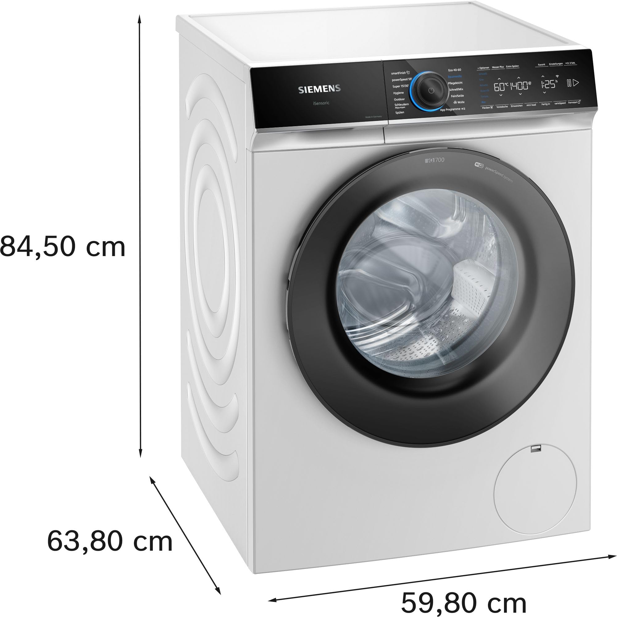 Siemens iQ700 Smarte Waschmaschine 9 kg 1400 UpM WG44B20Z0 | Home Connect App Steuerung von überall, Knitterschutz dank smartFinish, leiser bürstenloser iQdrive Motor