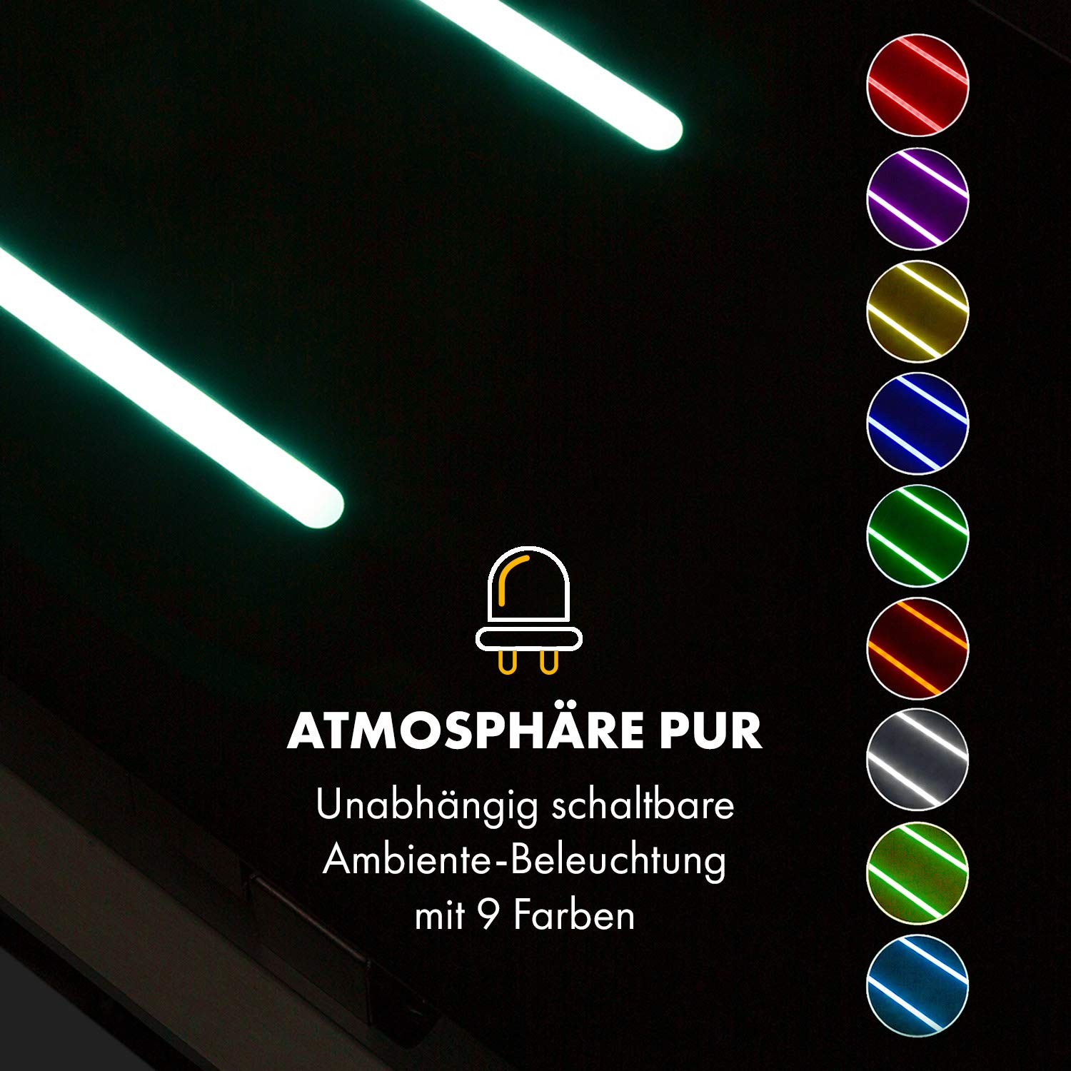 Klarstein High Line Deckenhaube 77 cm 410 m3/h Umluft Abluft LED Fernbedienung Edelstahl schwarzes Glas